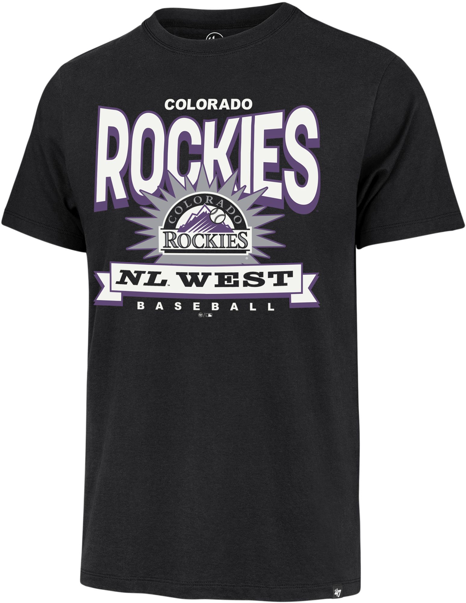 '47 Men's Colorado Rockies Black Cooperstown Twelve Six Franklin T-Shirt