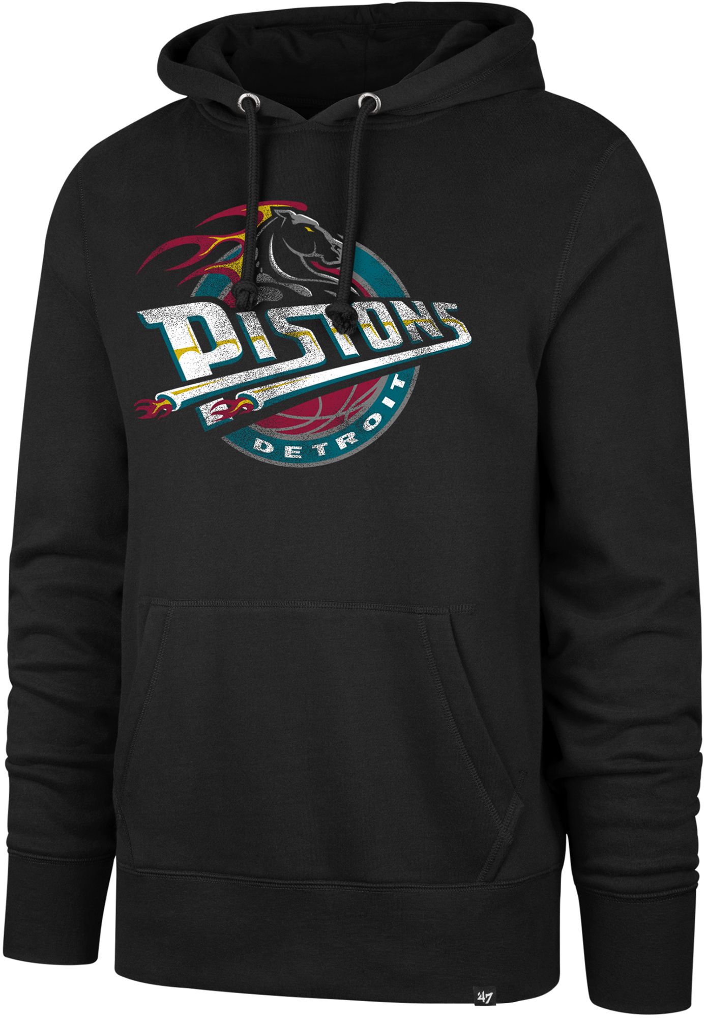 '47 Men's Detroit Pistons Black Retro Hardwood Classics Hoodie