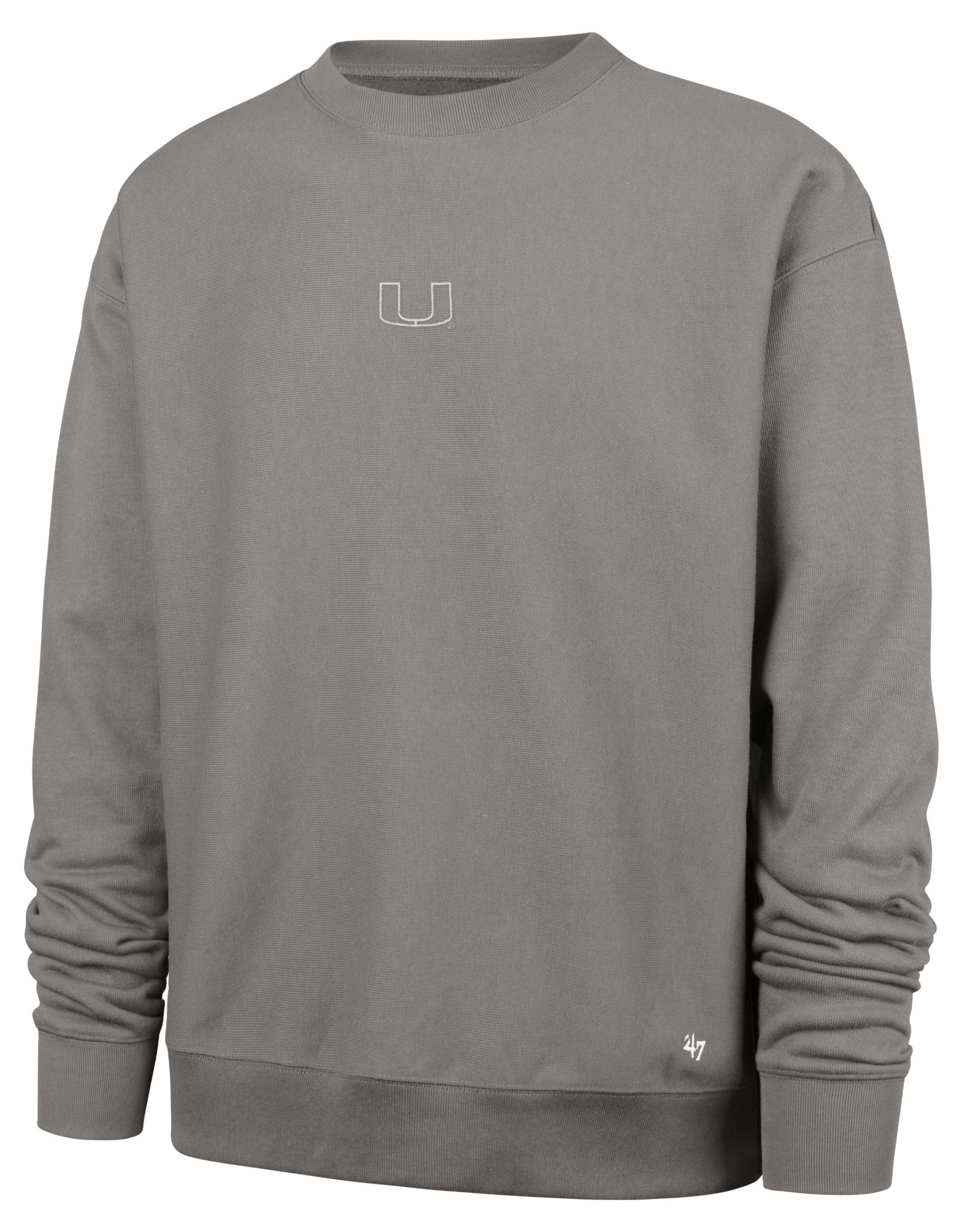 '47 Men's Miami Hurricanes Wolf Grey Offside Crew Pullover Sweatshirt