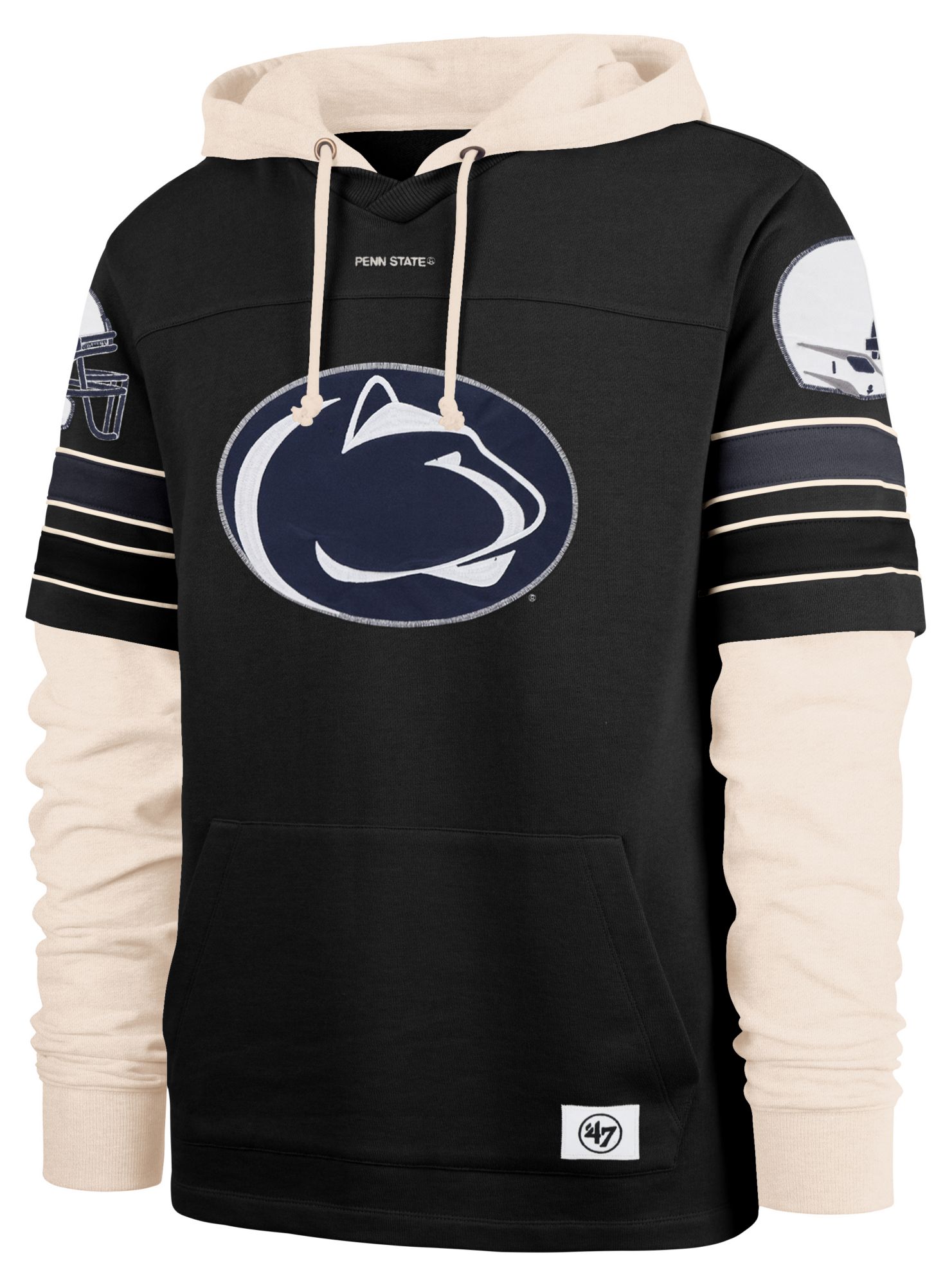 '47 Men's Penn State Nittany Lions Black Split Zone Cornerback Lacer Pullover Hoodie
