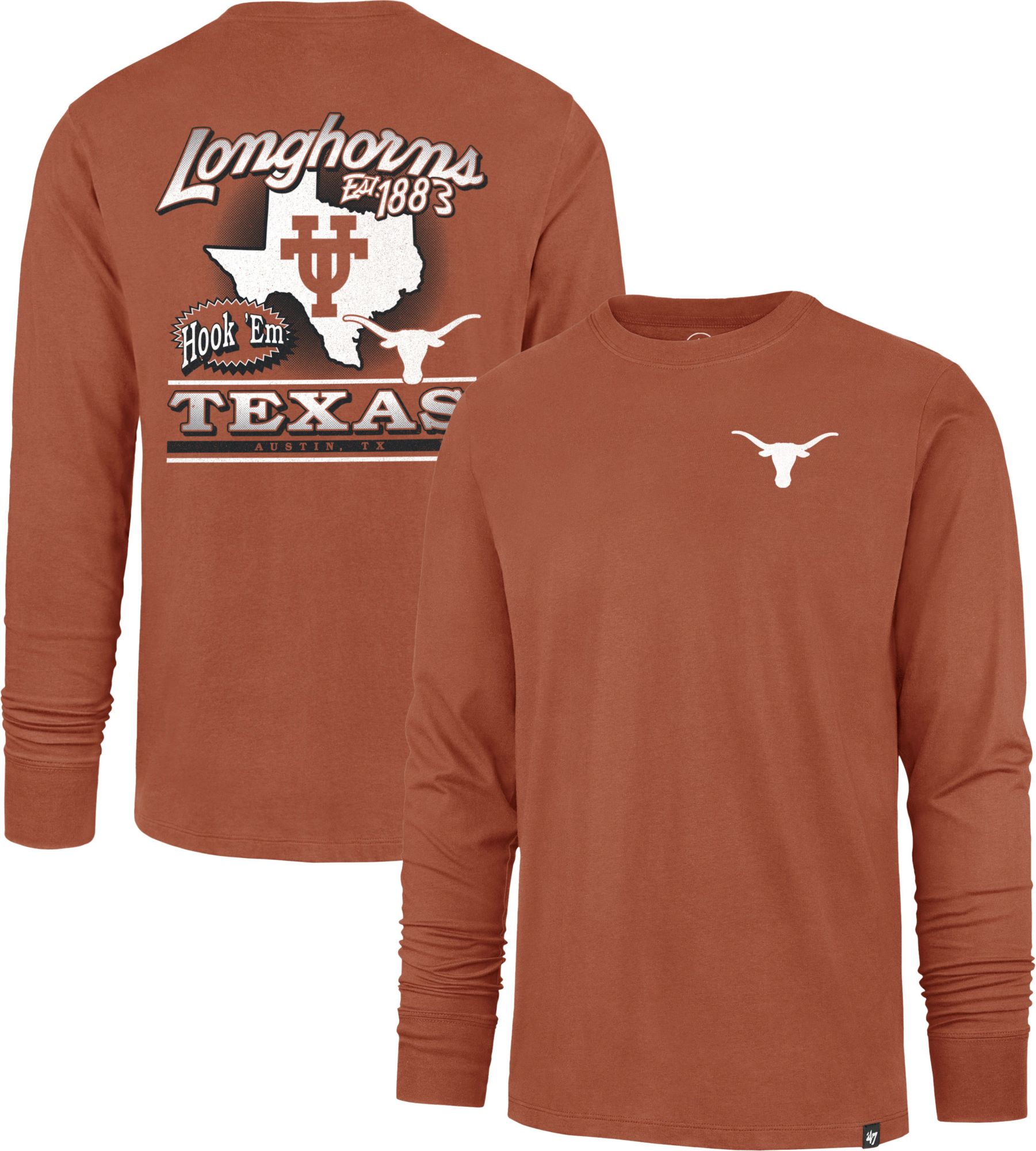 '47 Men's Texas Longhorns Orange Regional Backer Long Sleeve T-Shirt
