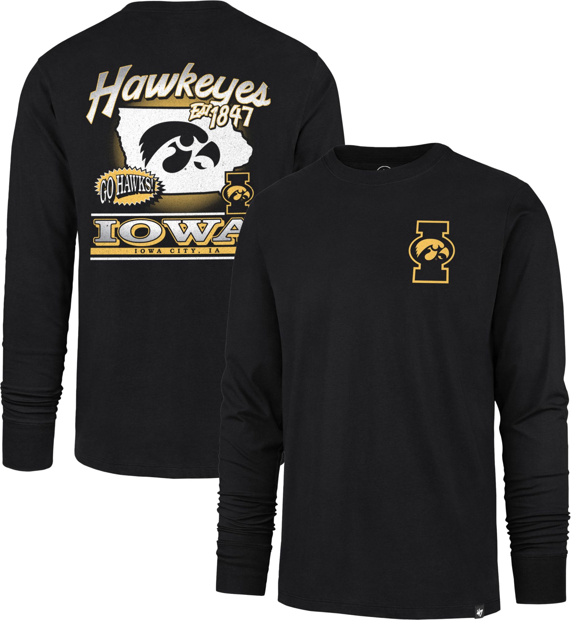 '47 Men's Iowa Hawkeyes Black Regional Backer Long Sleeve T-Shirt