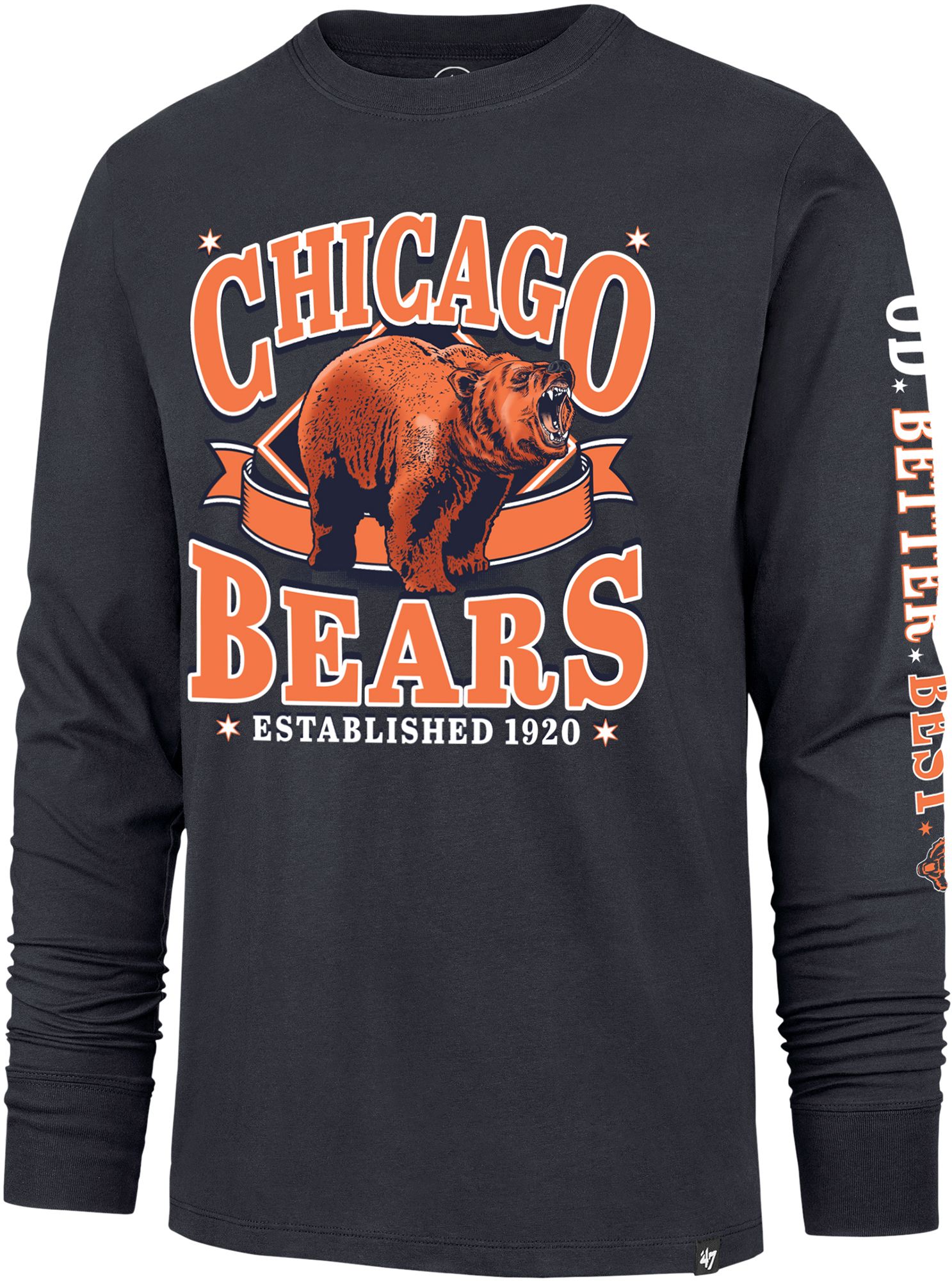 '47 Men's Chicago Bears Navy Good Better Best Long Sleeve Shirt