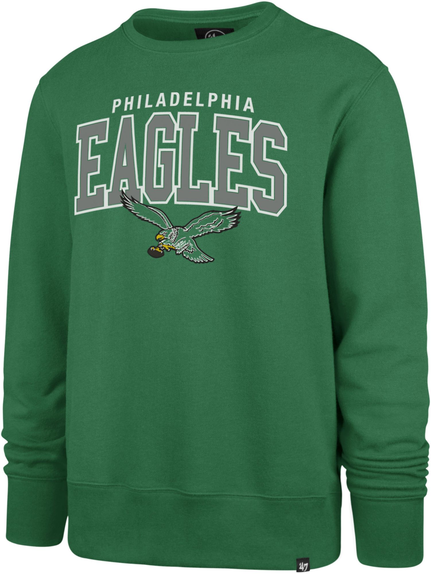 '47 Men's Philadelphia Eagles Kelly Green Top Level Headline Crewneck Sweatshirt