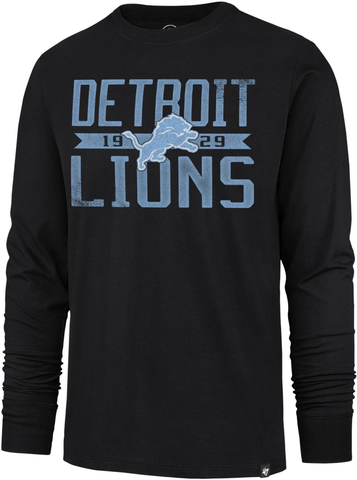 '47 Men's Detroit Lions Black Wide Out Long Sleeve T-Shirt