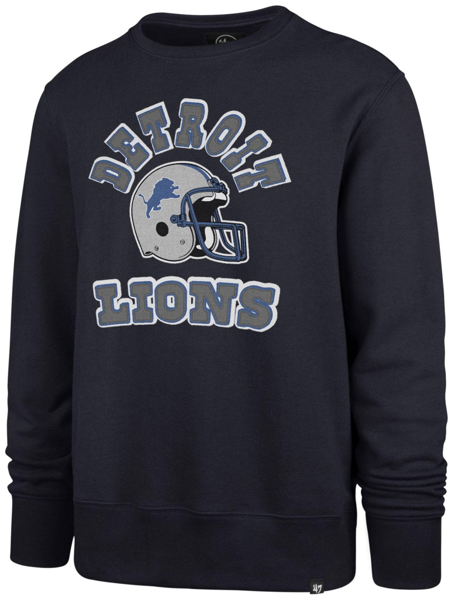 '47 Men's Detroit Lions Blue Comeback Applique Crewneck Sweatshirt