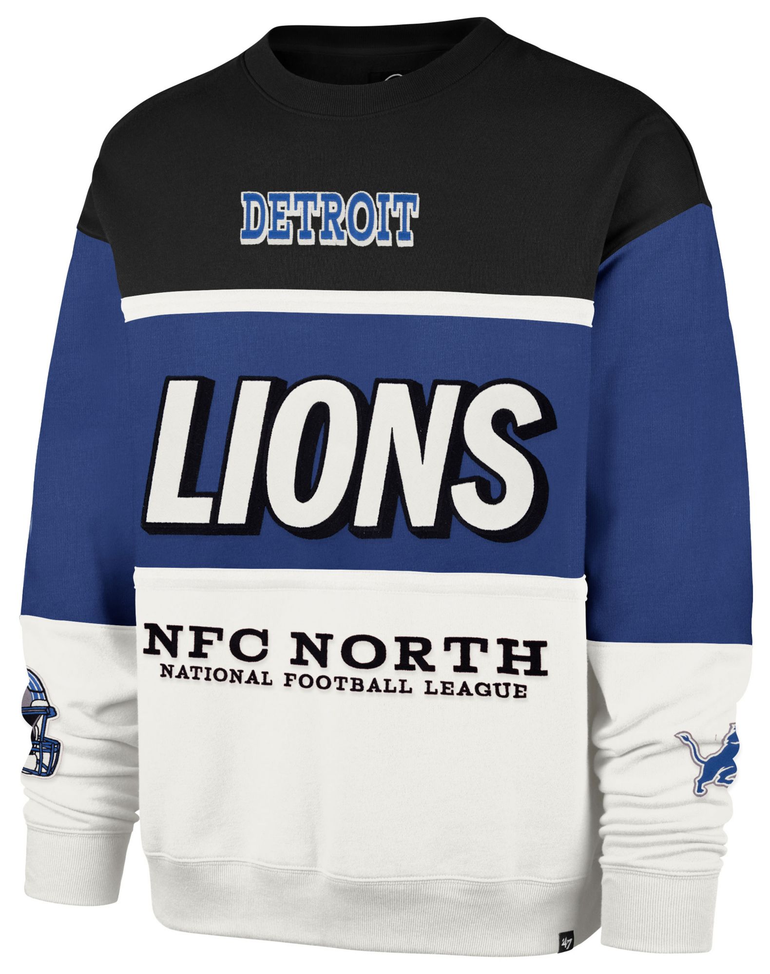 '47 Men's Detroit Lions Blue On 5 Max Crewneck Sweatshirt