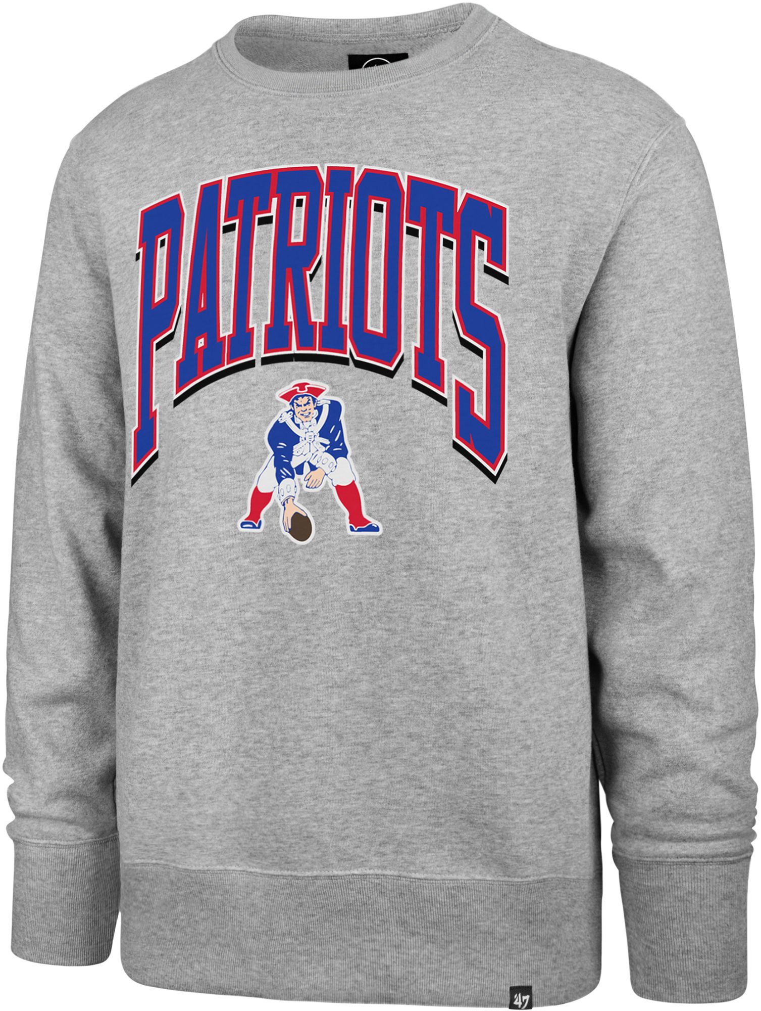'47 Men's New England Patriots Gray Walk Tall Crewneck Sweatshirt