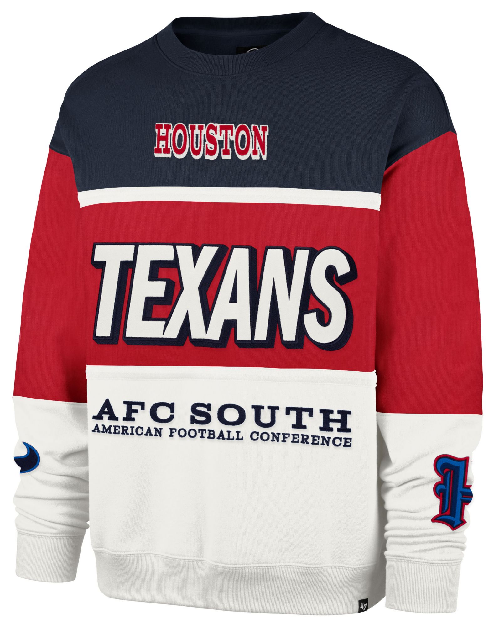 '47 Men's Houston Texans Racer Red On 5 Max Crewneck Sweatshirt