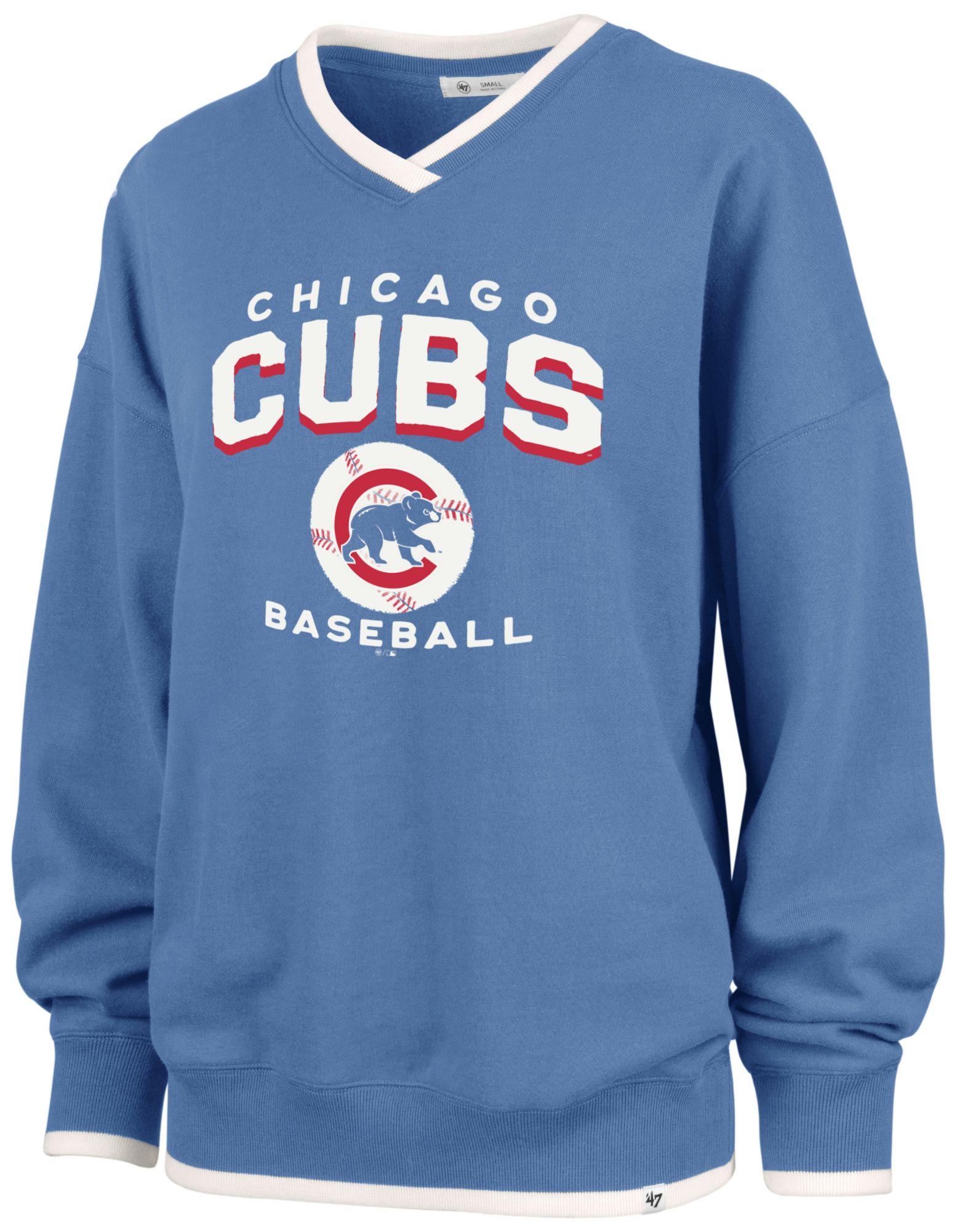'47 Women's Chicago Cubs Blue Wax Pack Eighties Crewneck Sweatshirt
