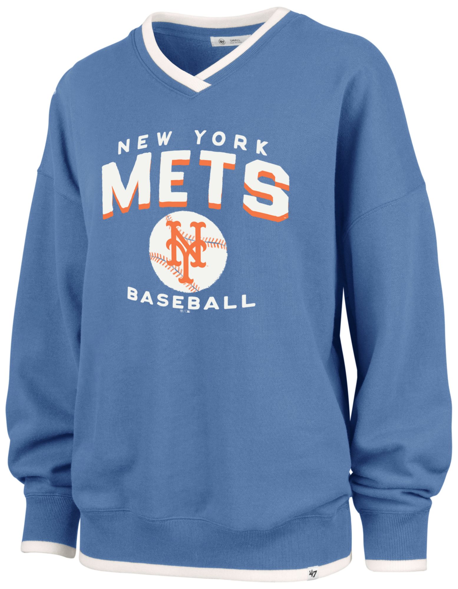 '47 Women's New York Mets Blue Wax Pack Eighties Crewneck Sweatshirt