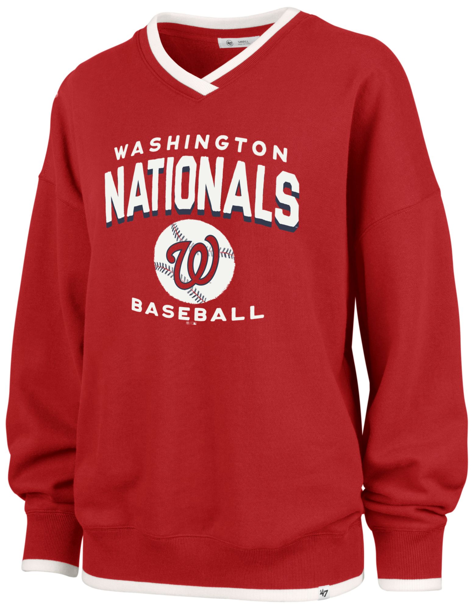 '47 Women's Washington Nationals Red Wax Pack Eighties Crewneck Sweatshirt