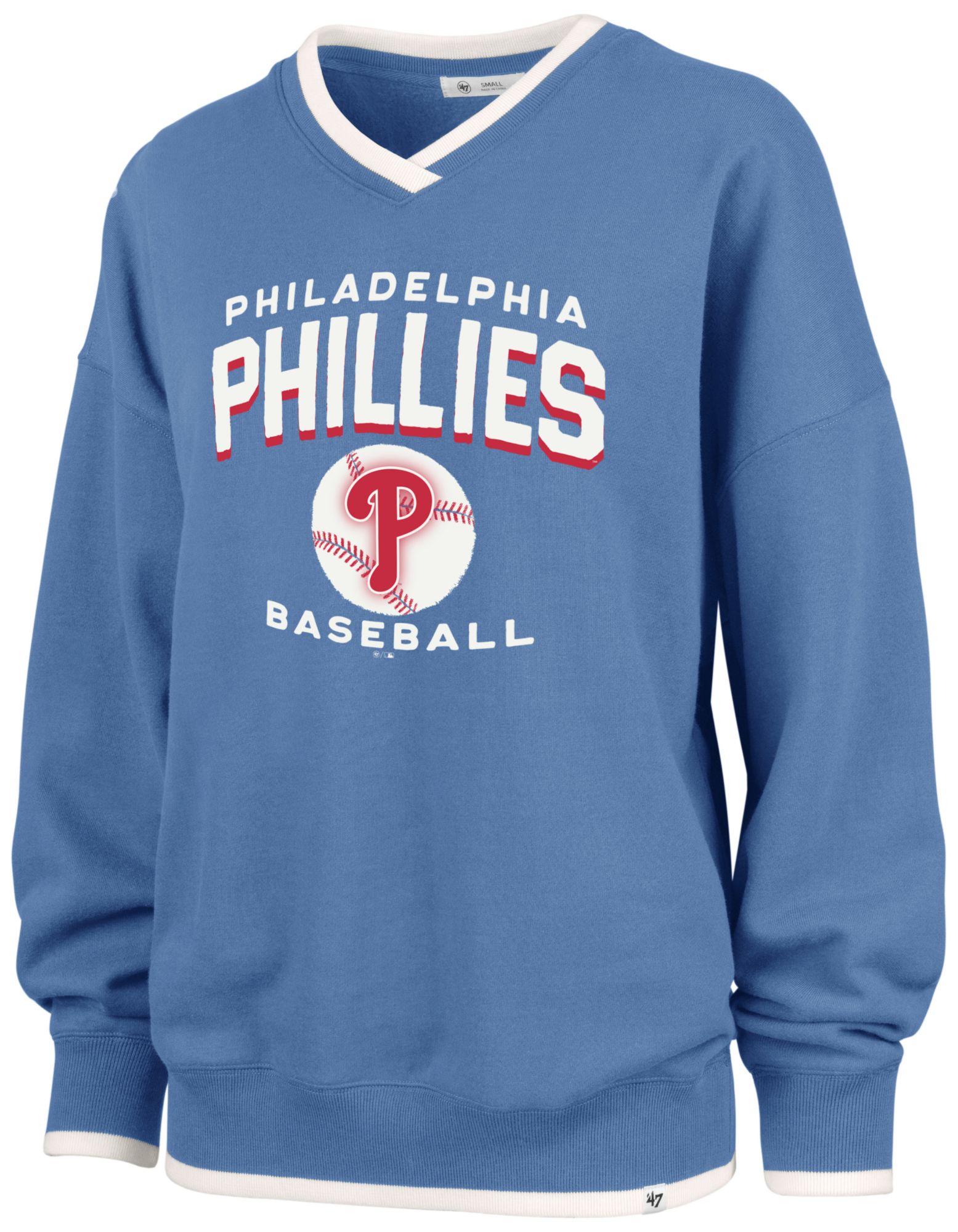 '47 Women's Philadelphia Phillies Blue Wax Pack Eighties Crewneck Sweatshirt