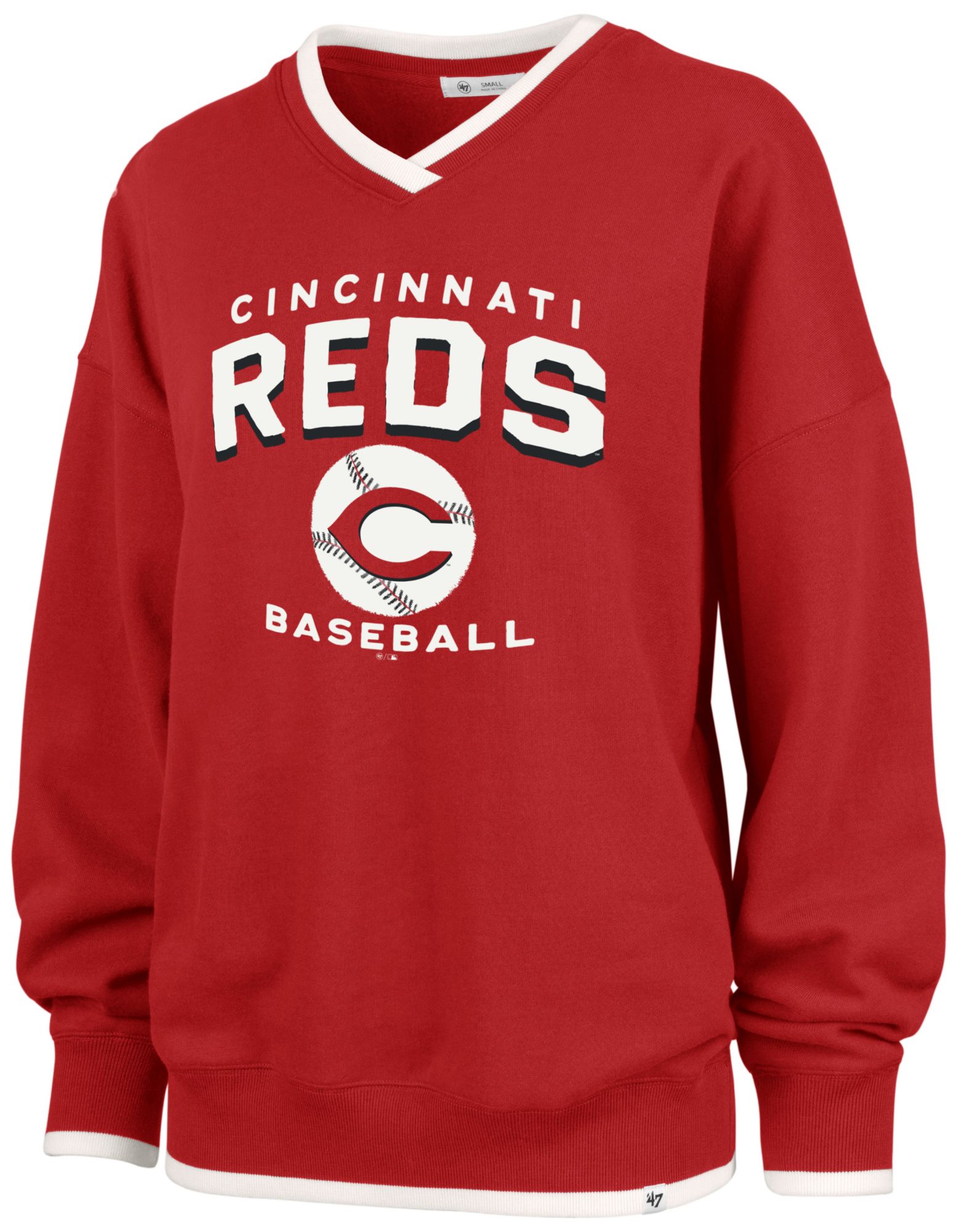 '47 Women's Cincinnati Reds Red Wax Pack Eighties Crewneck Sweatshirt