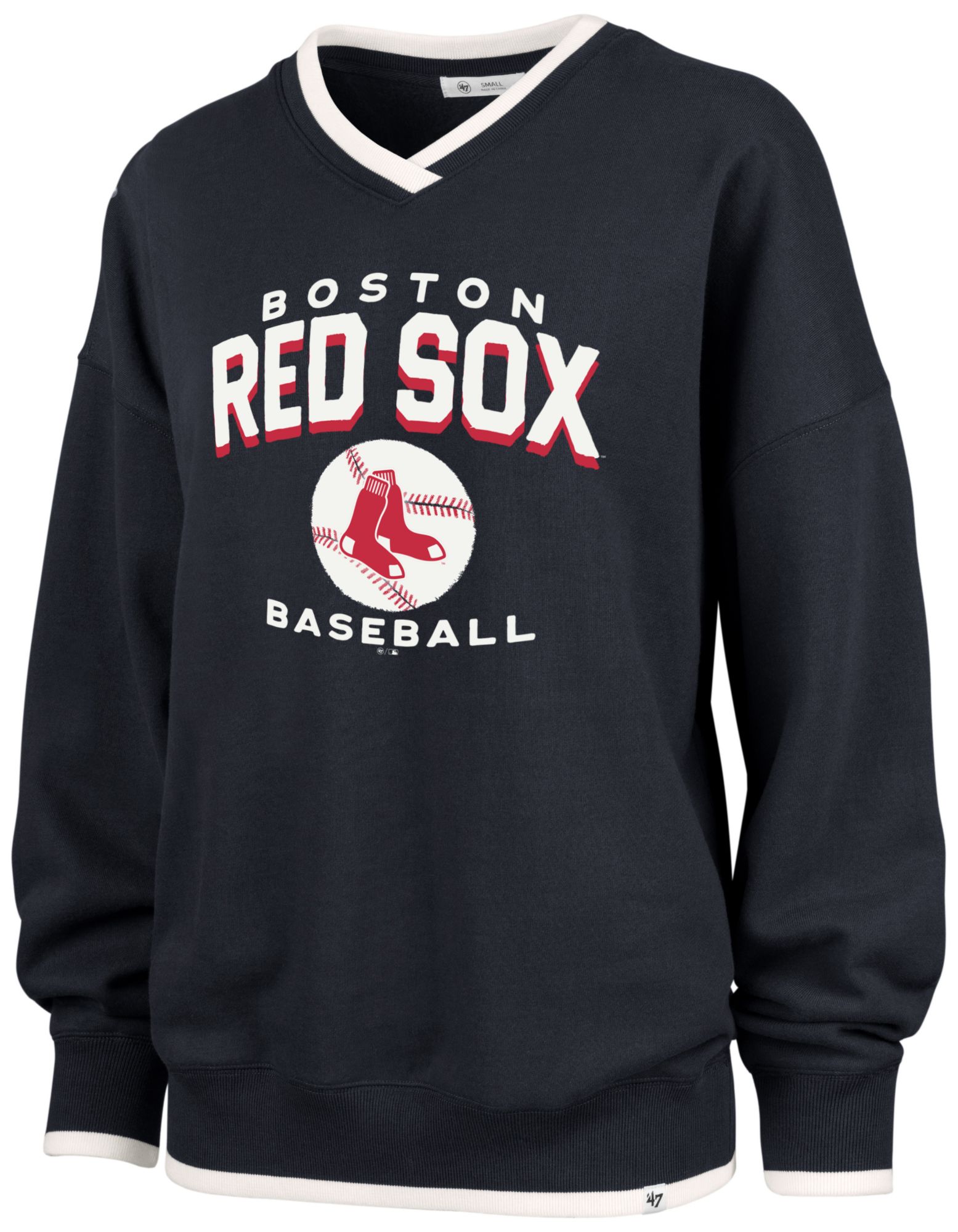 '47 Women's Boston Red Sox Blue Wax Pack Eighties Crewneck Sweatshirt