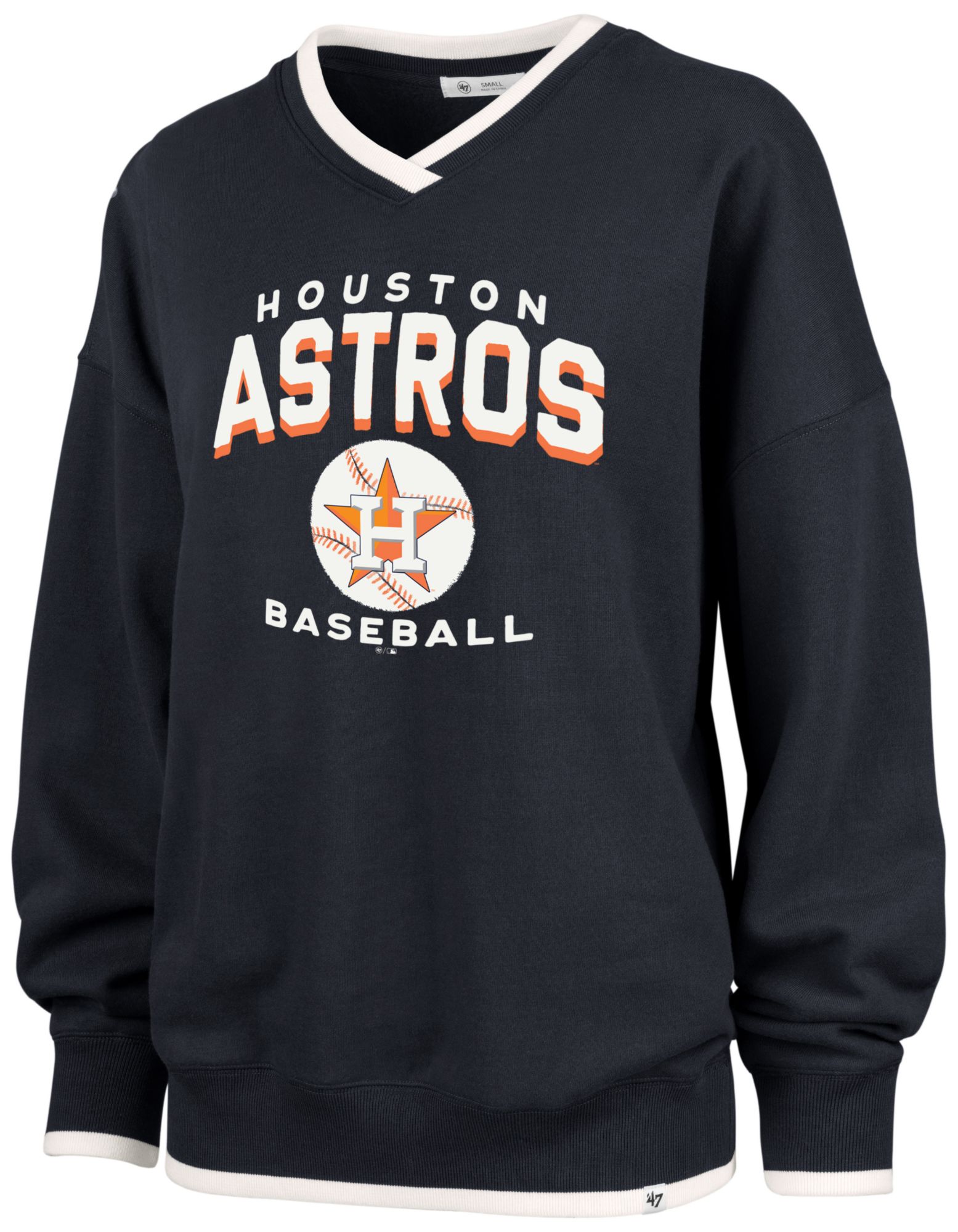 '47 Women's Houston Astros Blue Wax Pack Eighties Crewneck Sweatshirt