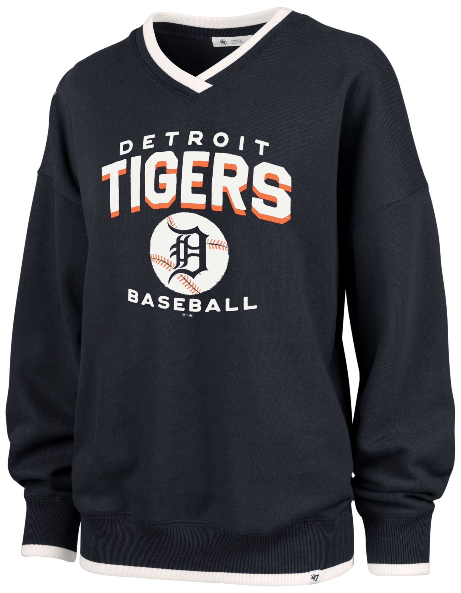'47 Women's Detroit Tigers Blue Wax Pack Eighties Crewneck Sweatshirt