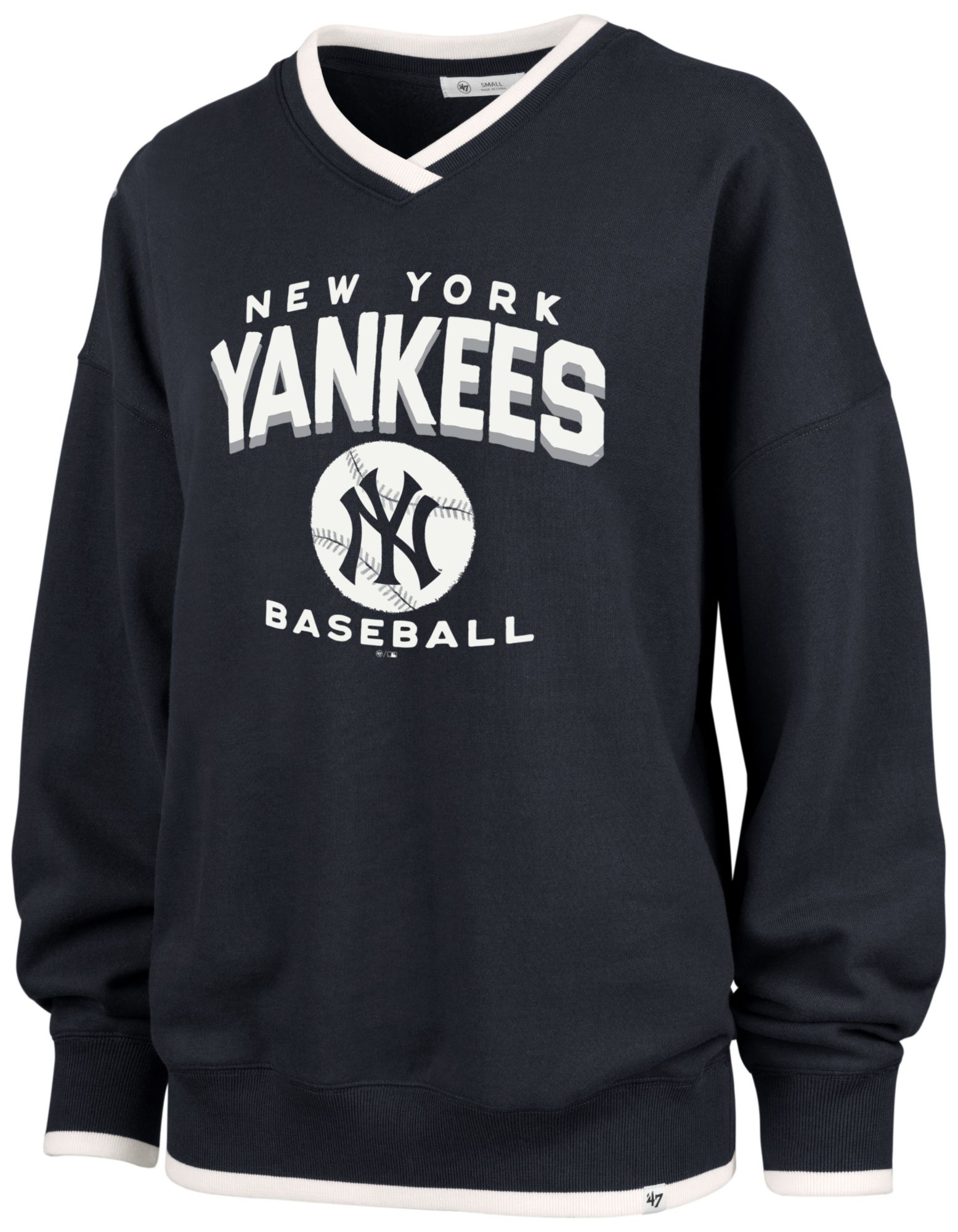 '47 Women's New York Yankees Blue Wax Pack Eighties Crewneck Sweatshirt