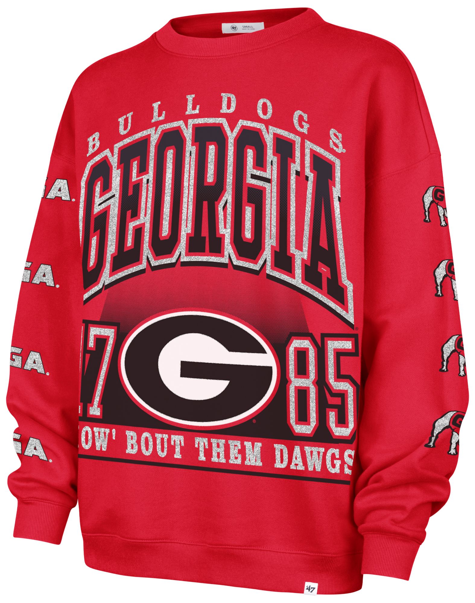 '47 Women's Georgia Bulldogs Red Go Big Pullover Sweatshirt