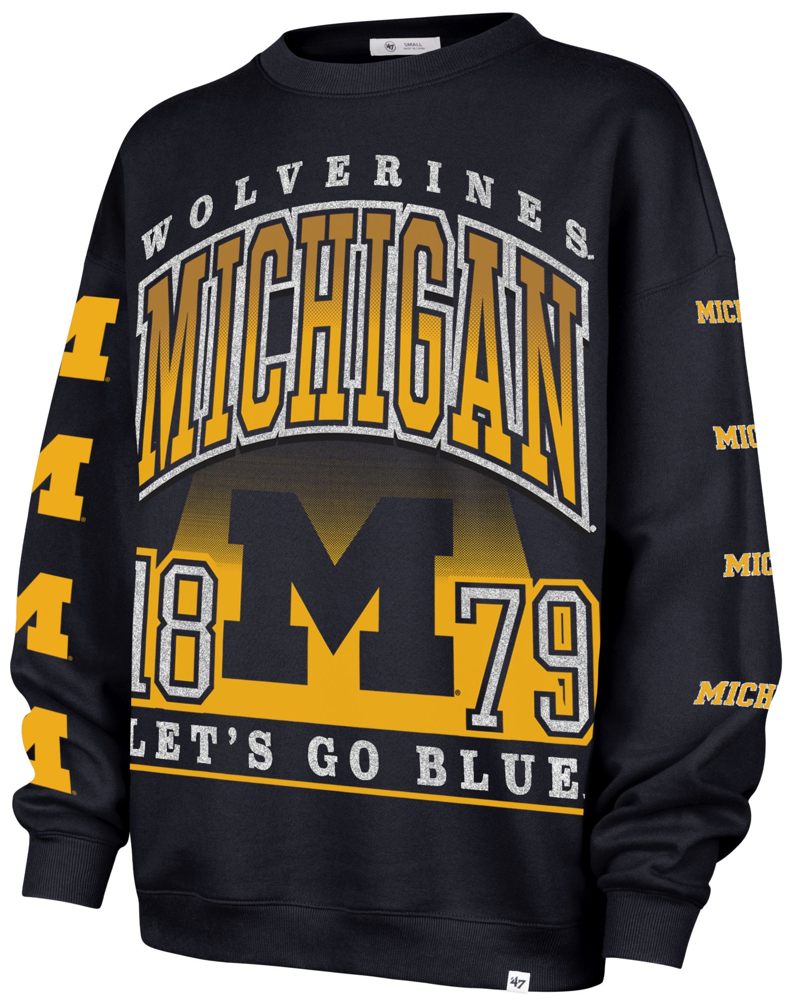 '47 Women's Michigan Wolverines Navy Go Big Pullover Sweatshirt