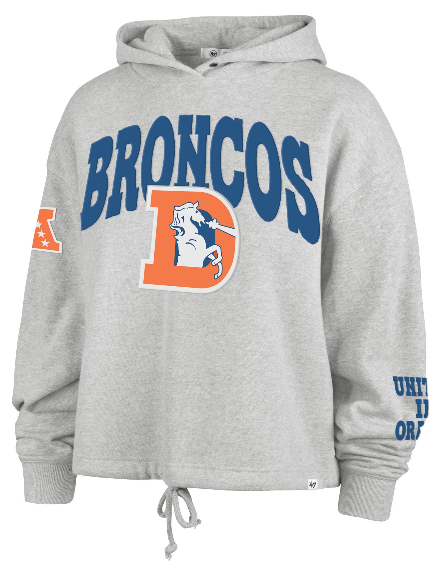 '47 Women's Denver Broncos Grey High Hopes Pullover Hoodie