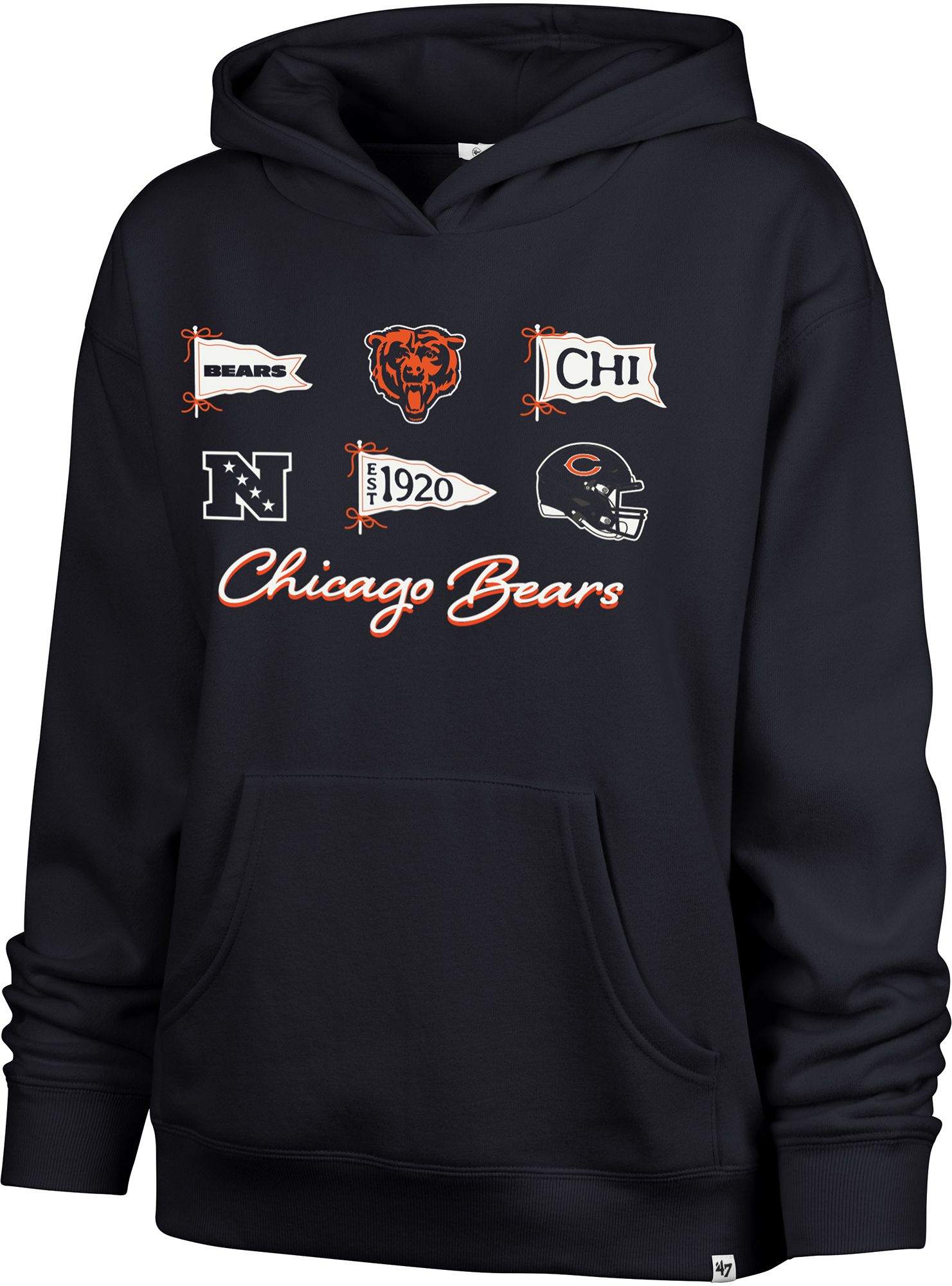 '47 Women's Chicago Bears Navy Bows and Banners Hoodie