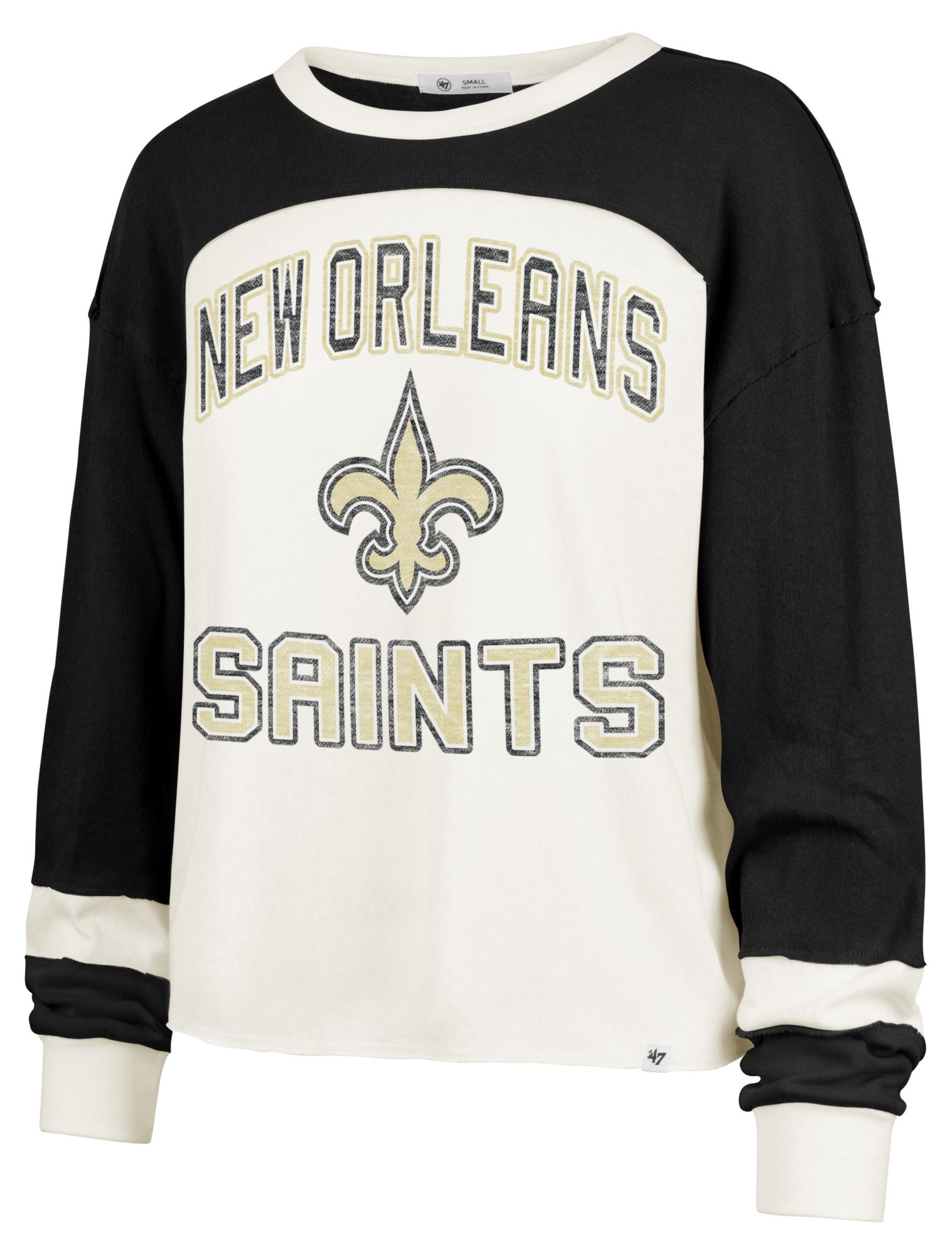 '47 Women's New Orleans Saints Beige Curve Toni Long Sleeve T-Shirt