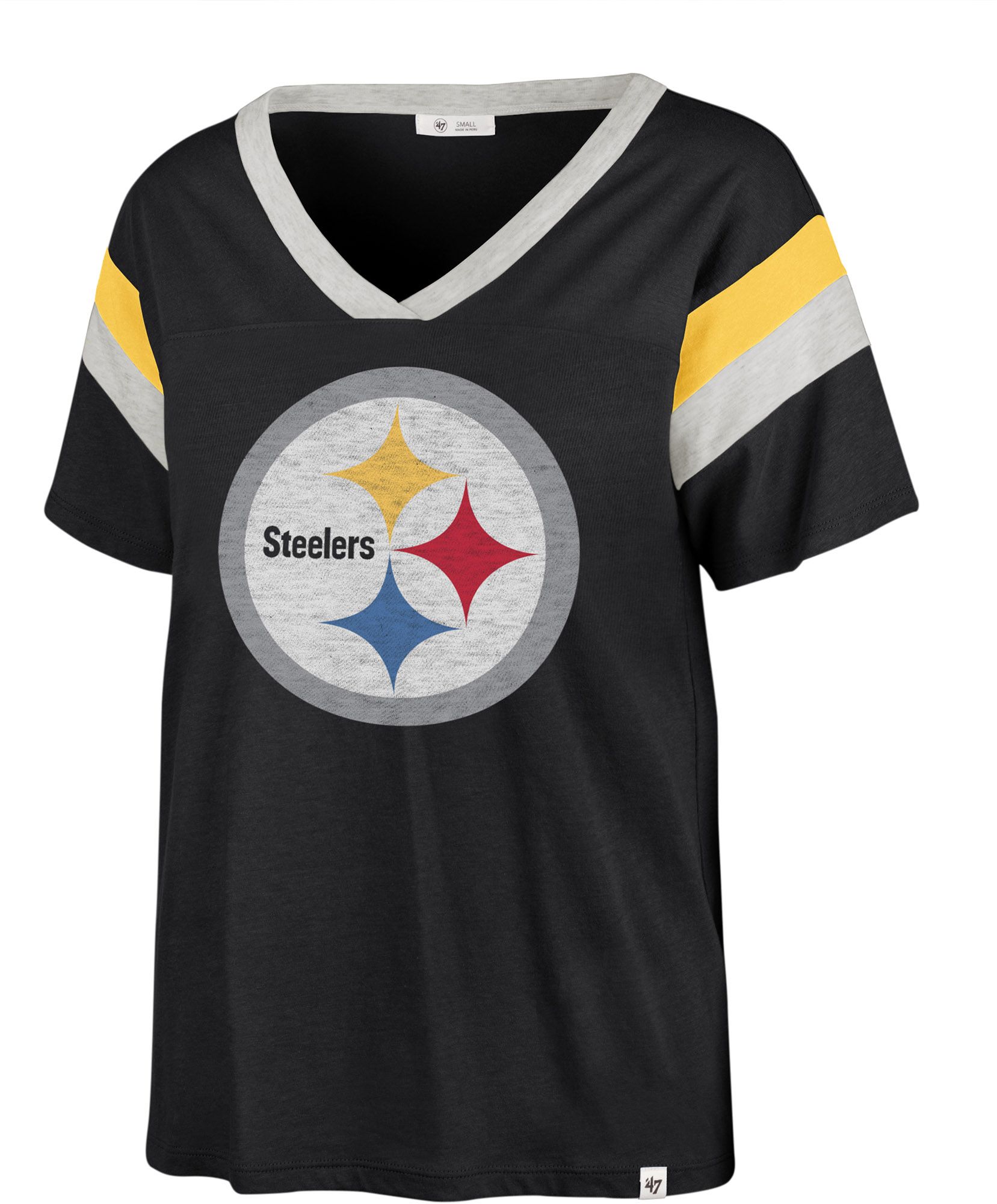 '47 Women's Pittsburgh Steelers Black Logo Phoenix T-Shirt