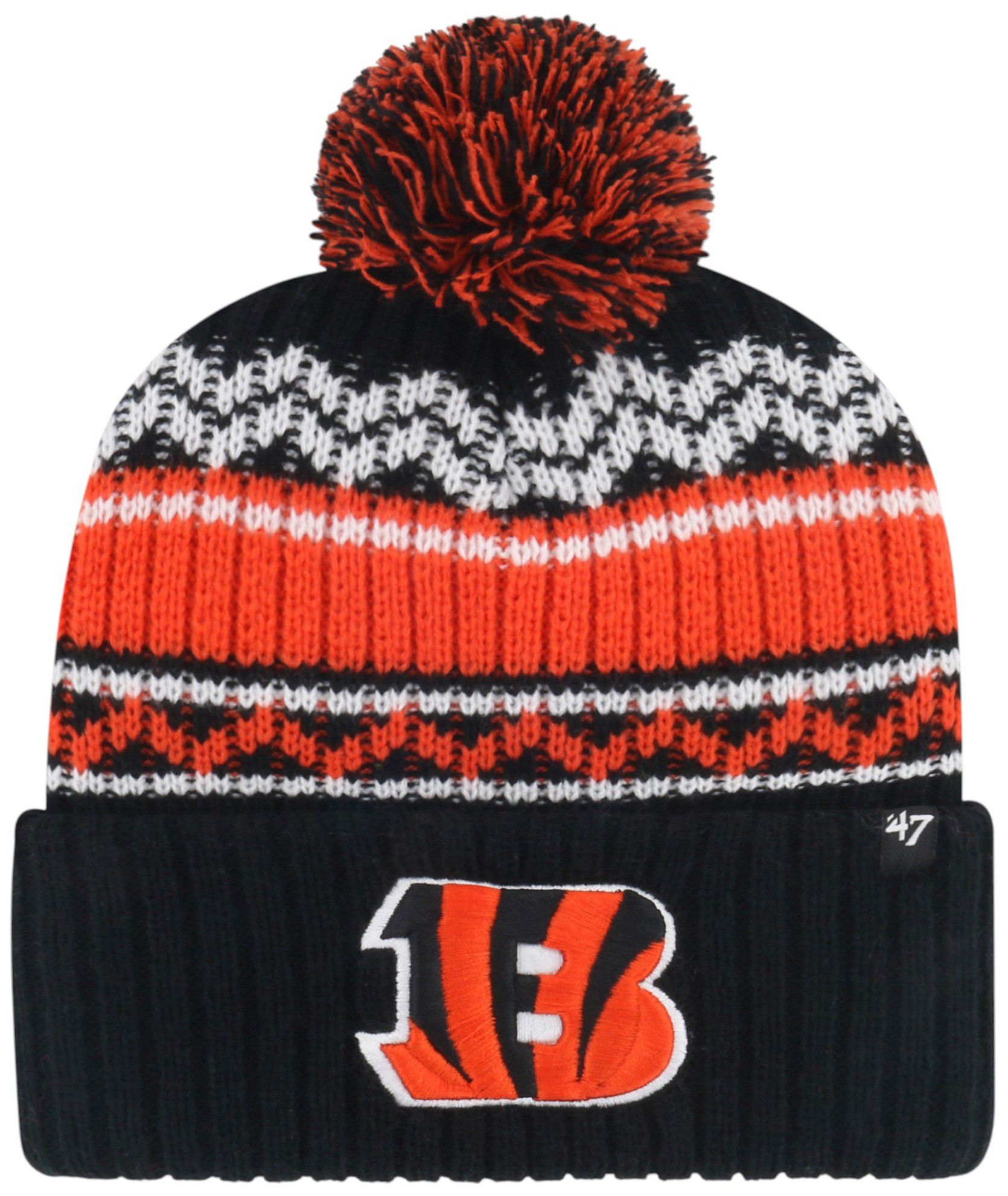 '47 Youth Cincinnati Bengals Black Polar Vortex Cuffed Knit Pom Beanie
