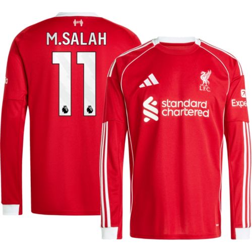 adidas Adult Liverpool FC Mohamed Salah #11 2025-26 Red Home