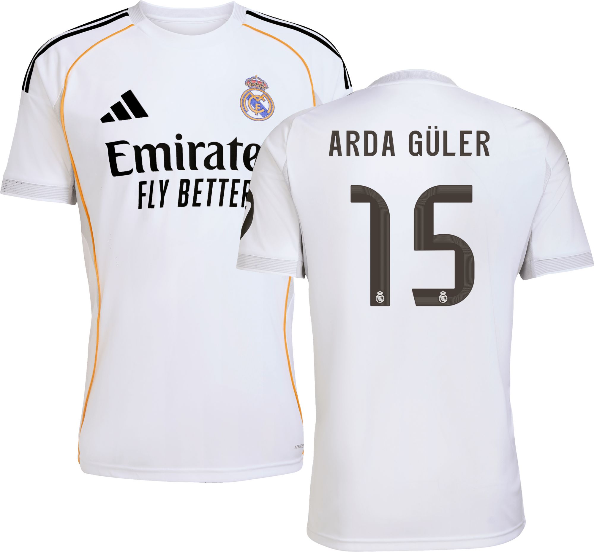 adidas Adult Real Madrid Arda Güler #15 2025 Home Replica Jersey