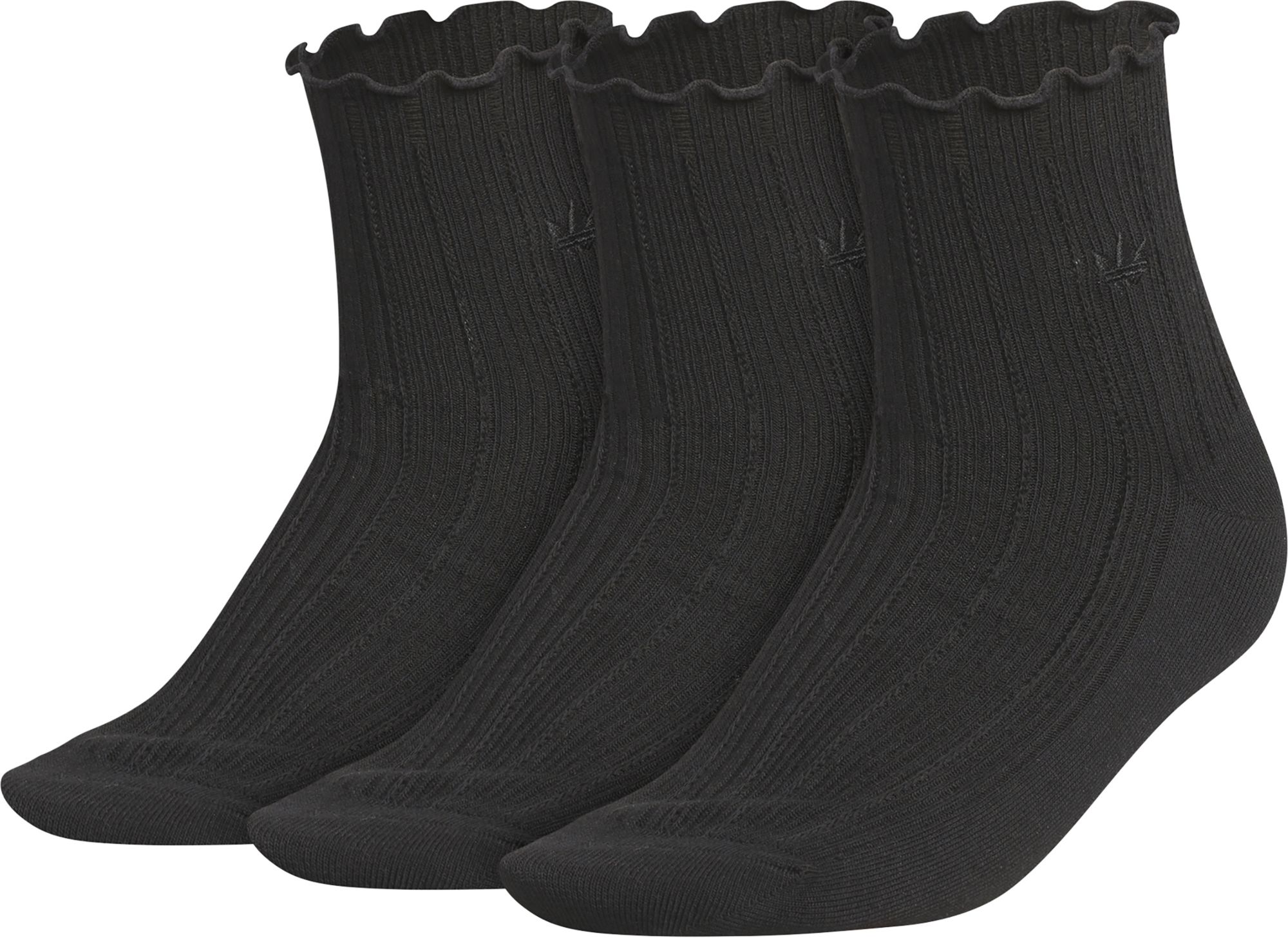 adidas Original's Ruffle Quarter Socks - 3 Pack Black/Black thumbnail