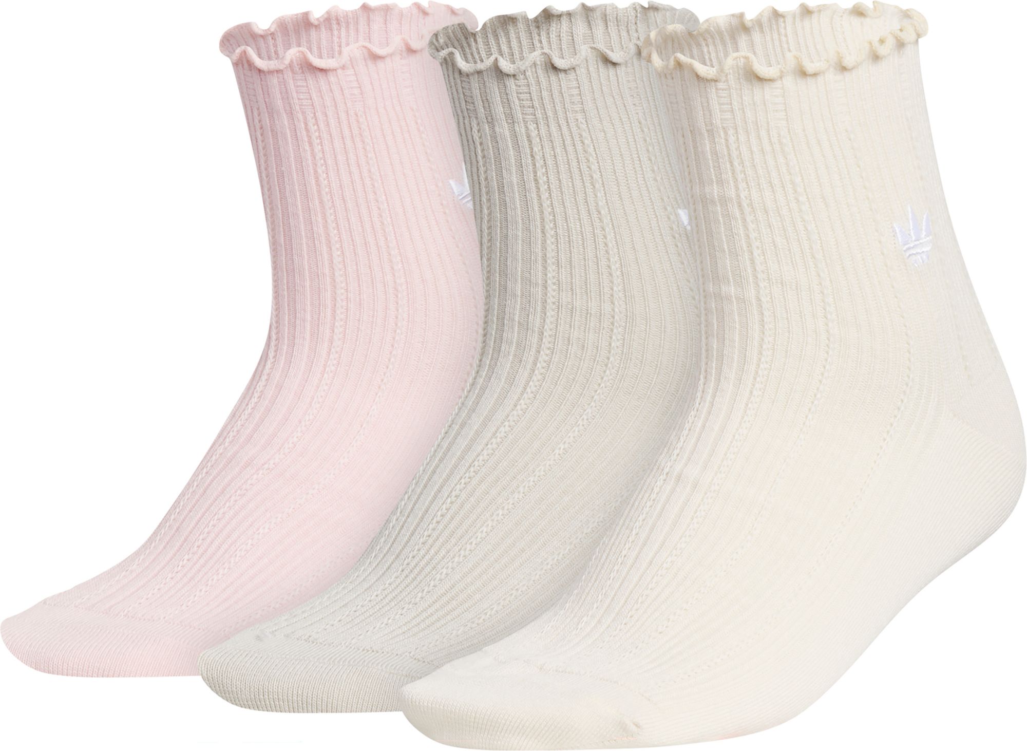 adidas Original's Ruffle Quarter Socks - 3 Pack Sandy Pink/Wonder White thumbnail