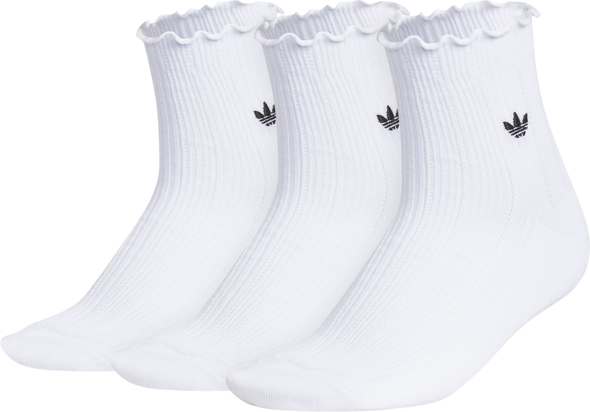 adidas Original's Ruffle Quarter Socks - 3 Pack White/Black thumbnail