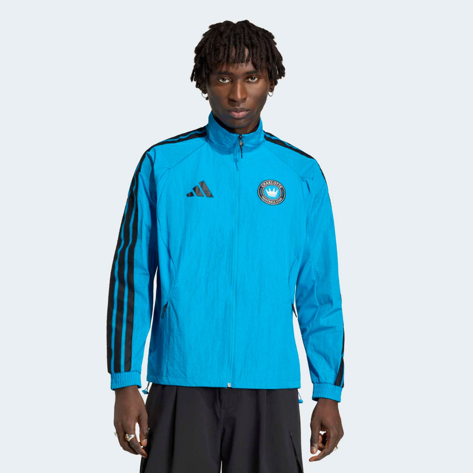 adidas Adult Charlotte FC Sharp Blue 2026 Prematch Anthem Full-Zip Jacket