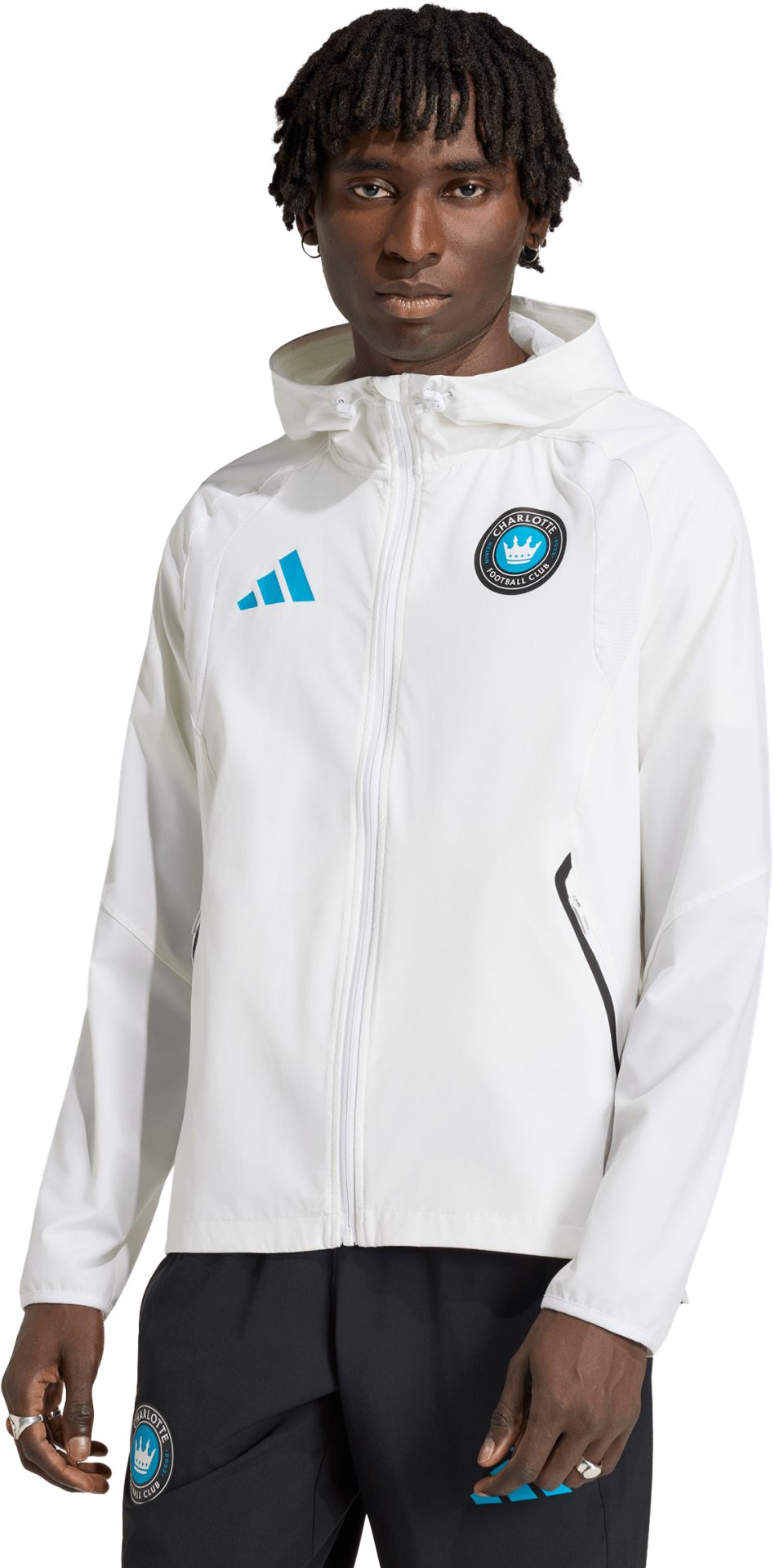adidas Adult Charlotte FC White 2026 Home Travel Full-Zip Jacket