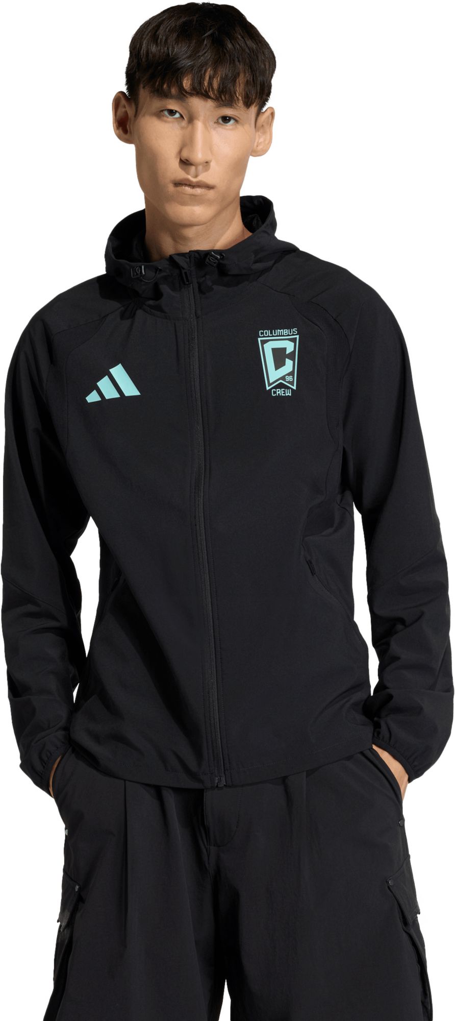 adidas Adult Columbus Crew Black 2026 Home Travel Full-Zip Jacket