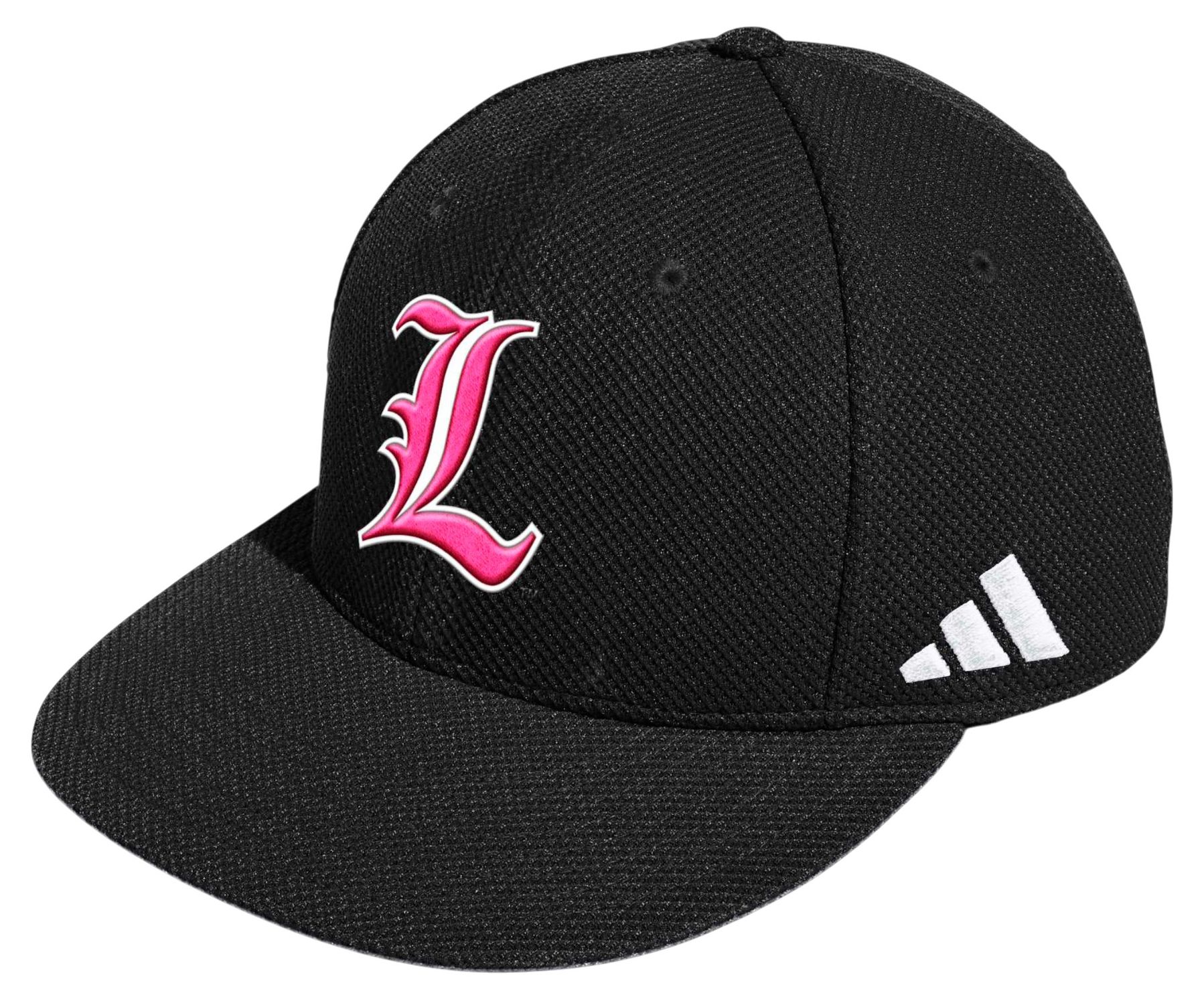 adidas Adult Louisville Cardinals Black Fitted Mesh Hat