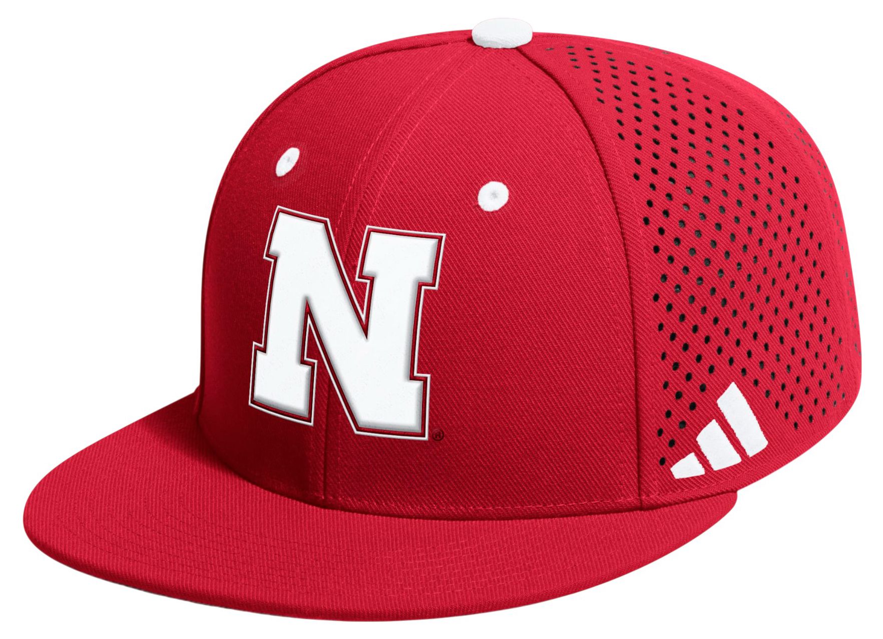 adidas Adult Nebraska Cornhuskers Medium Red Fitted Performance Hat