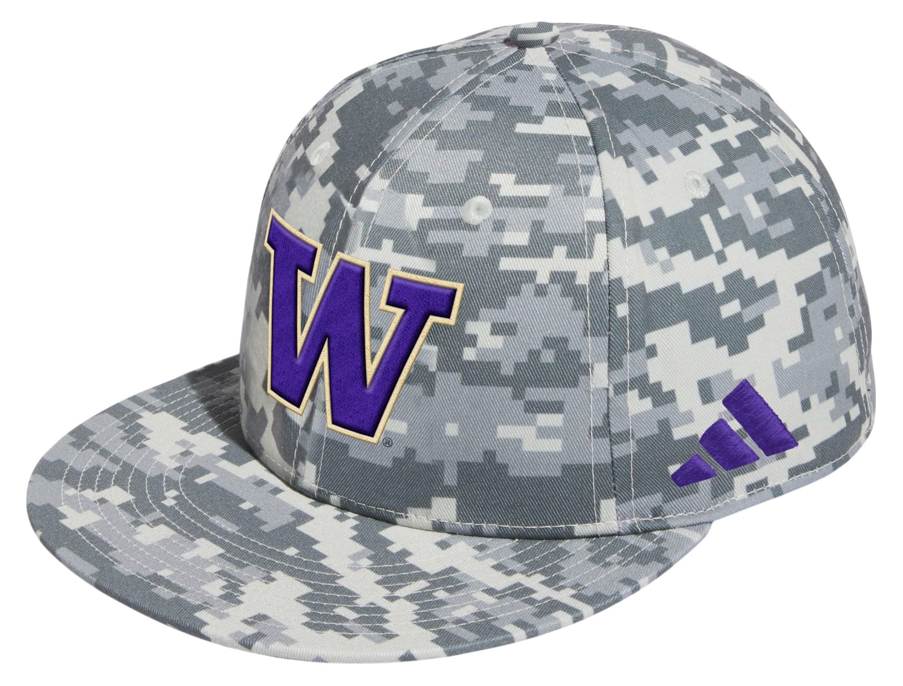adidas Adult Washington Huskies Camo Fitted Wool Cap