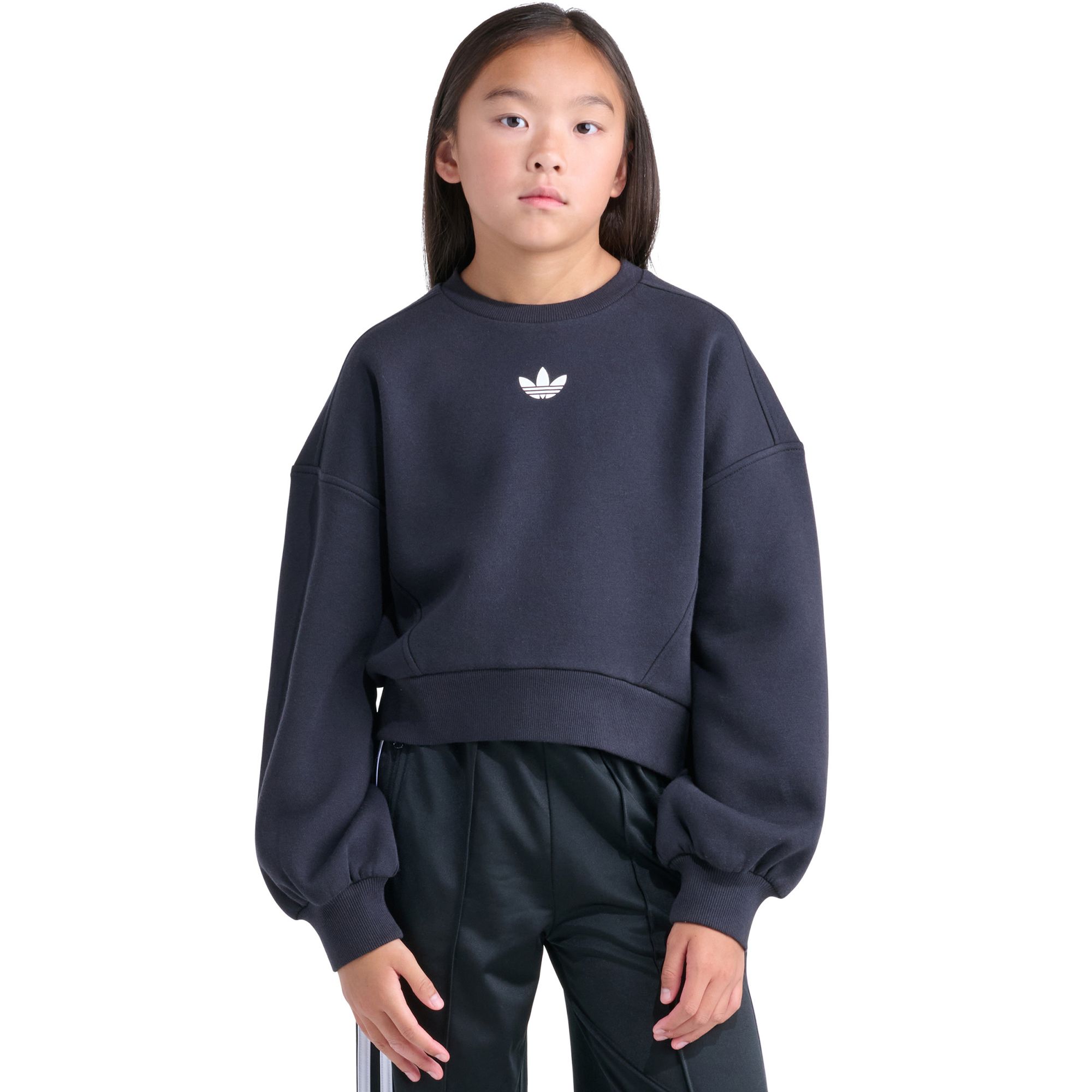adidas Girls' Small Logo Fleece Crewneck Sweatshirt