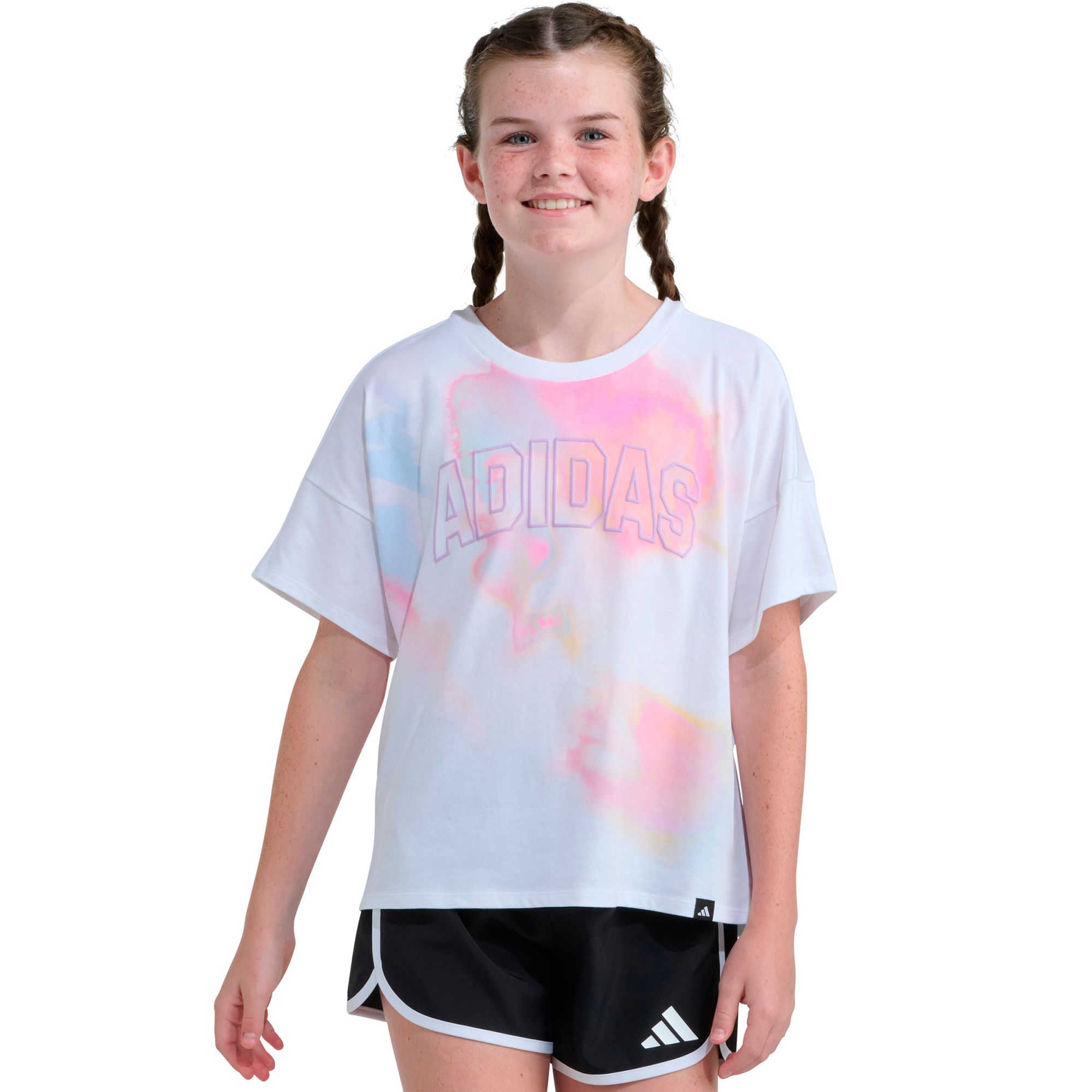 adidas Girls' Tie Dye Drop Shoulder Tee
