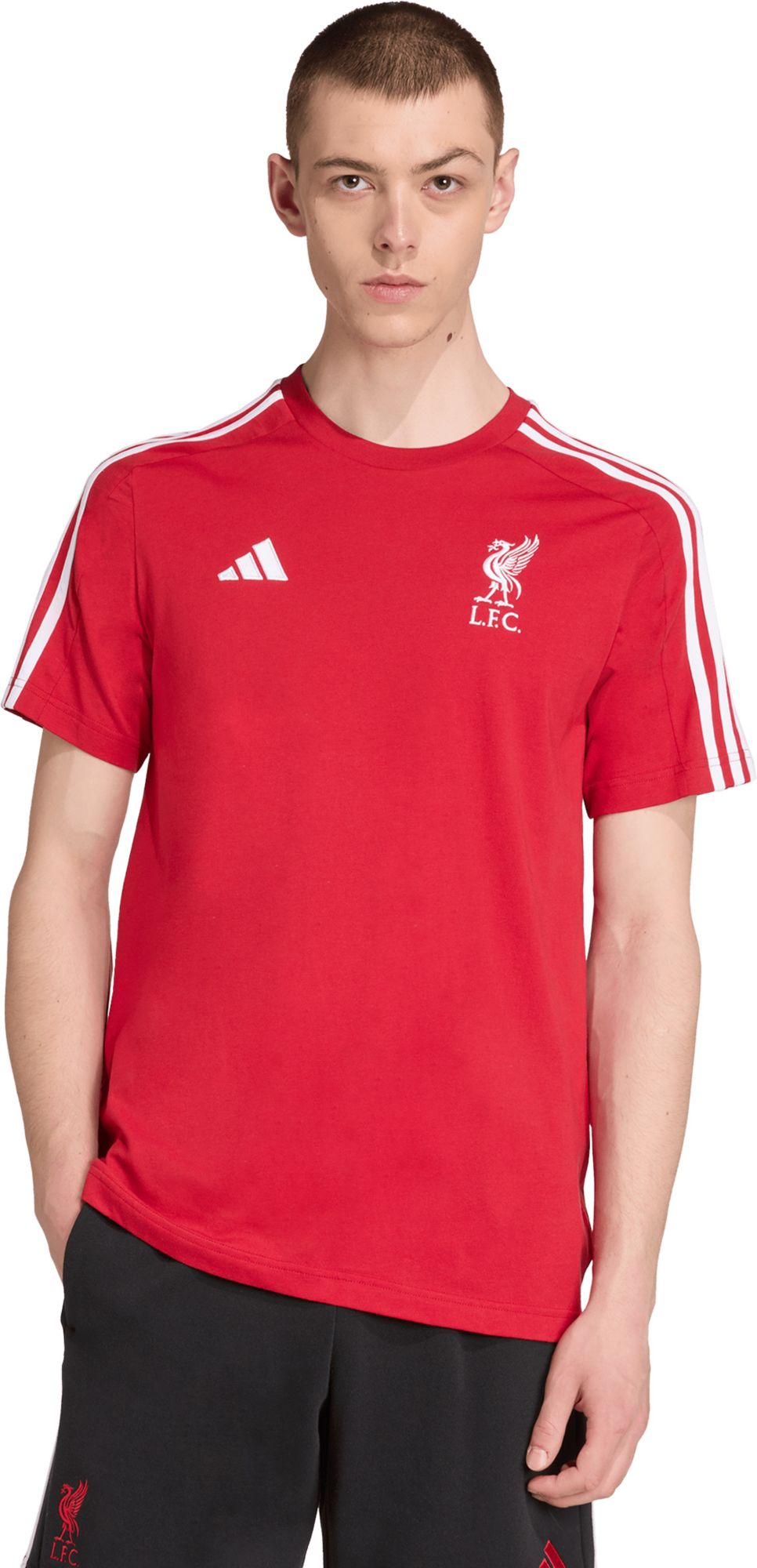 adidas Men's Liverpool FC 2025-26  Red Home Team Logo Short Sleeve T-Shirt