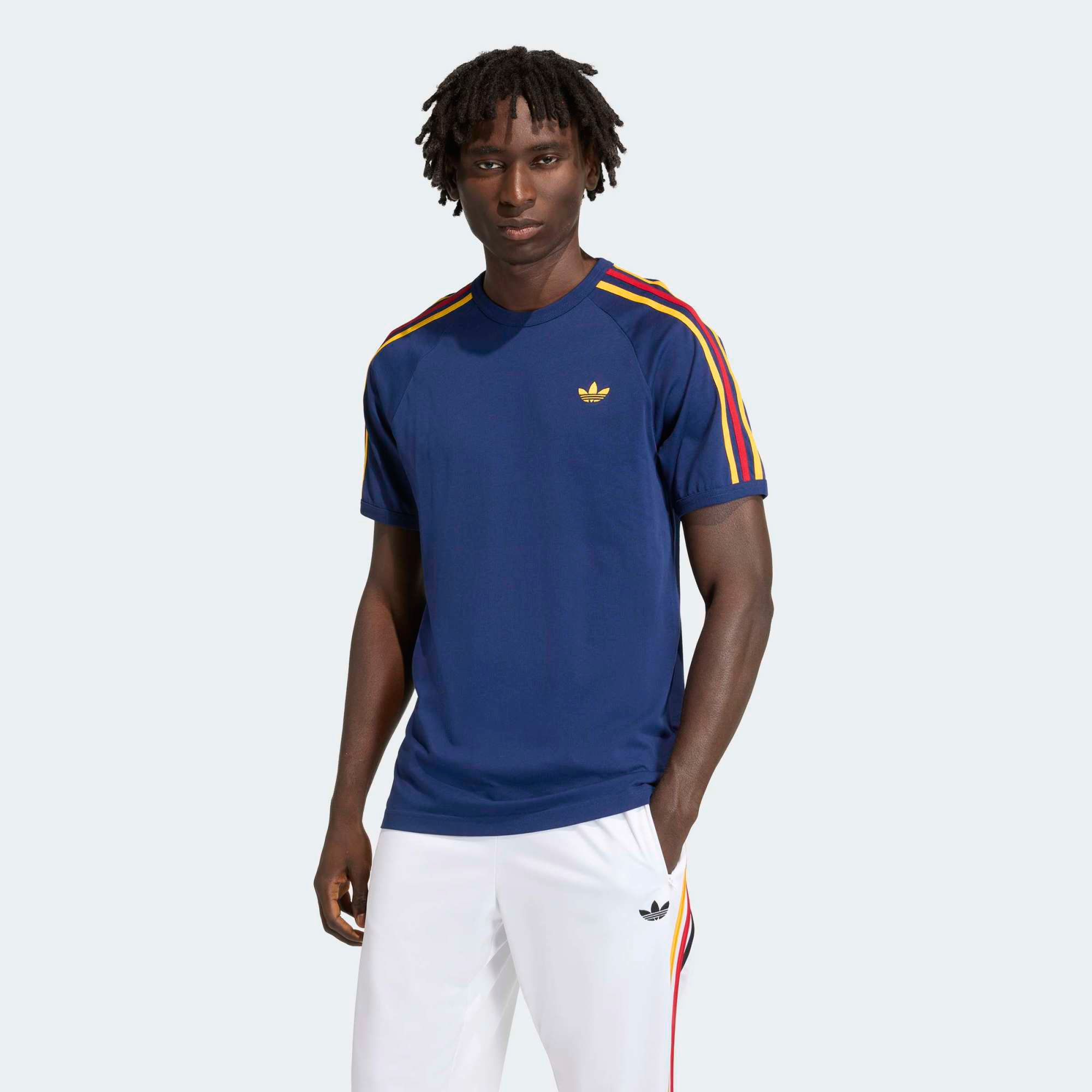 adidas Men's Adicolor Sport Classics 3-Stripes T-Shirt Dark Blue/Crew Yellow/Power Blue thumbnail