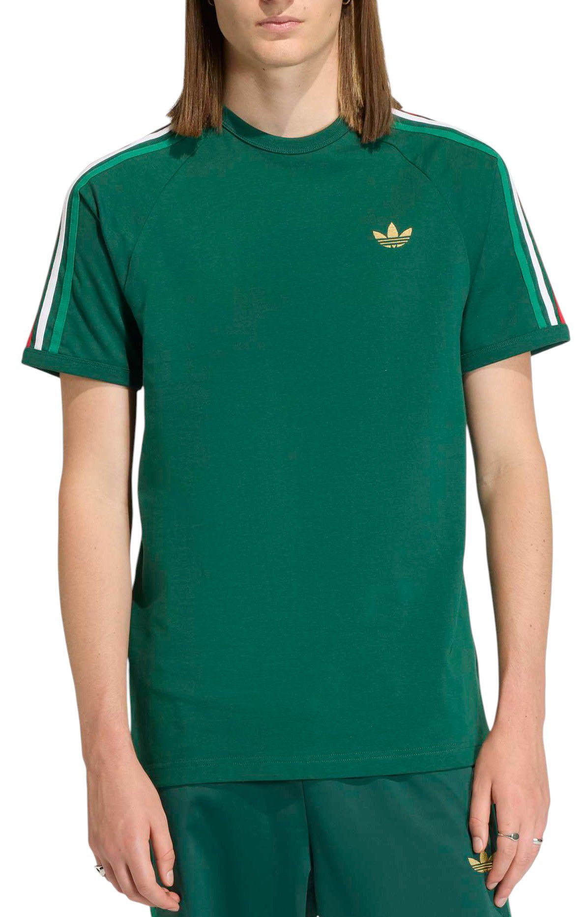 adidas Men's Adicolor Sport Classics 3-Stripes T-Shirt Team Dark Green/Bold Green/White thumbnail