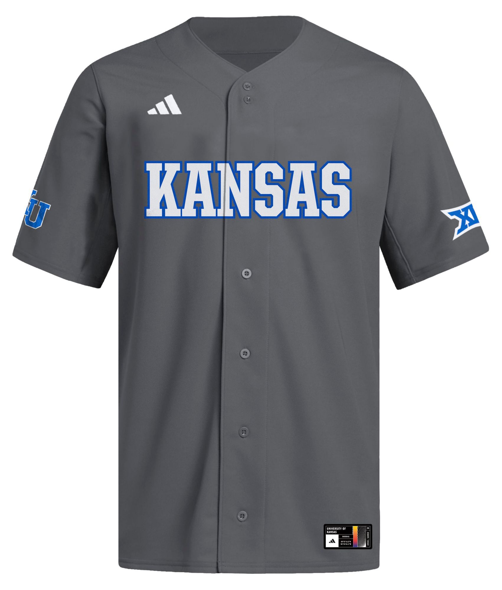 adidas Men's Kansas Jayhawks Grey Replica Alternate Shades Baseball Jersey