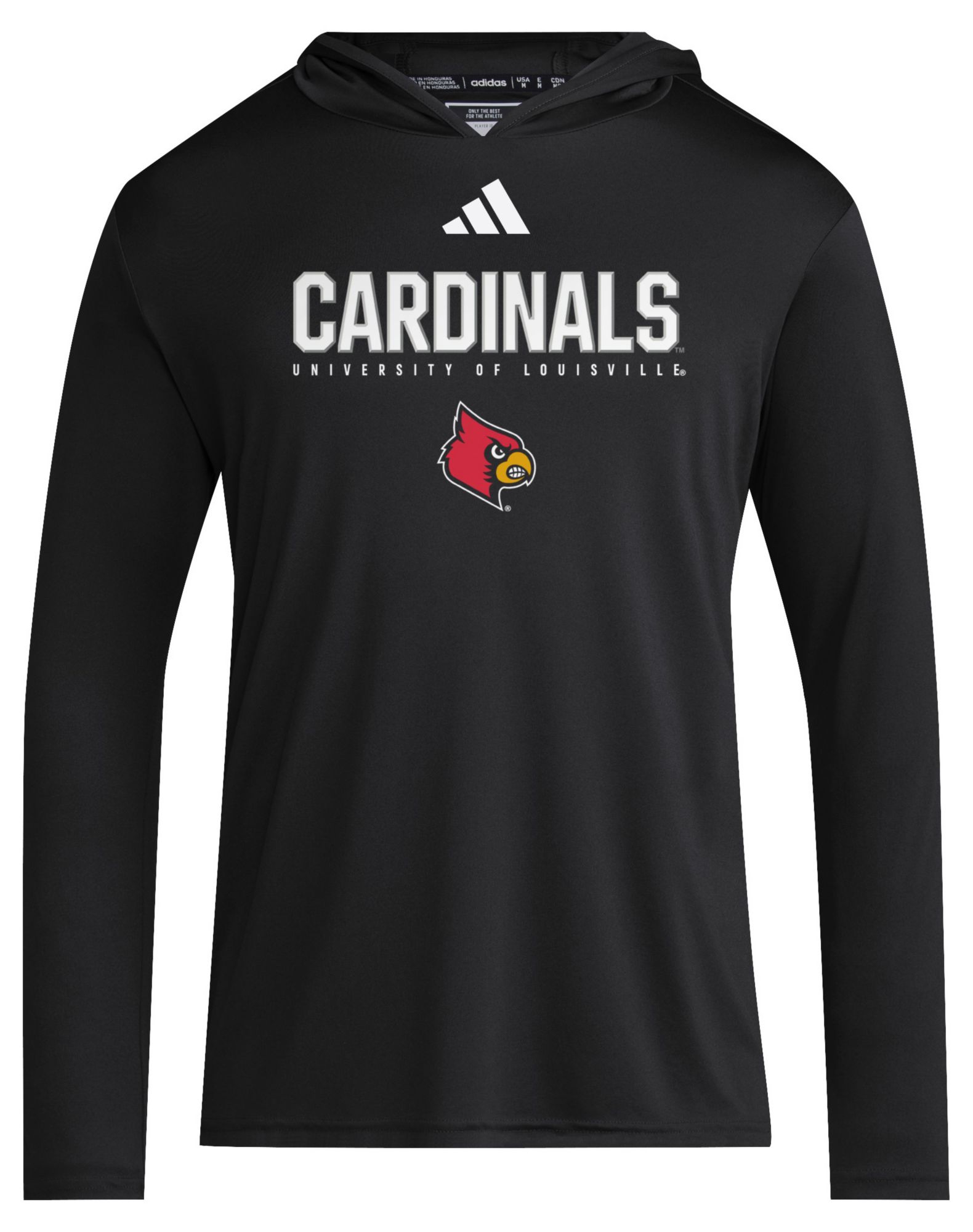 adidas Men's Louisville Cardinals Black D4T Long Sleeve Hoodie T-Shirt