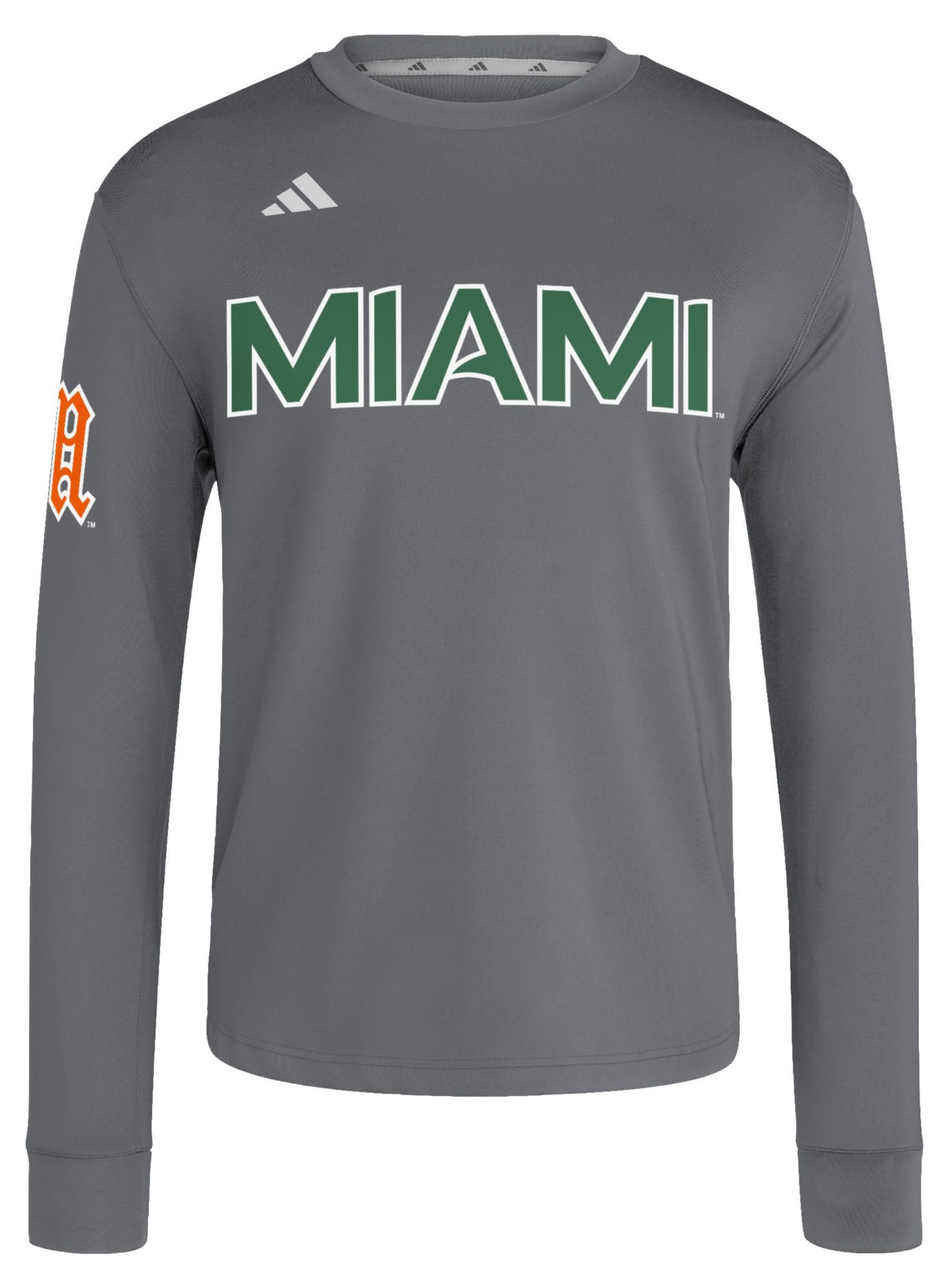 adidas Men's Miami Hurricanes Dark Gray Dugout Crewneck Sweatshirt