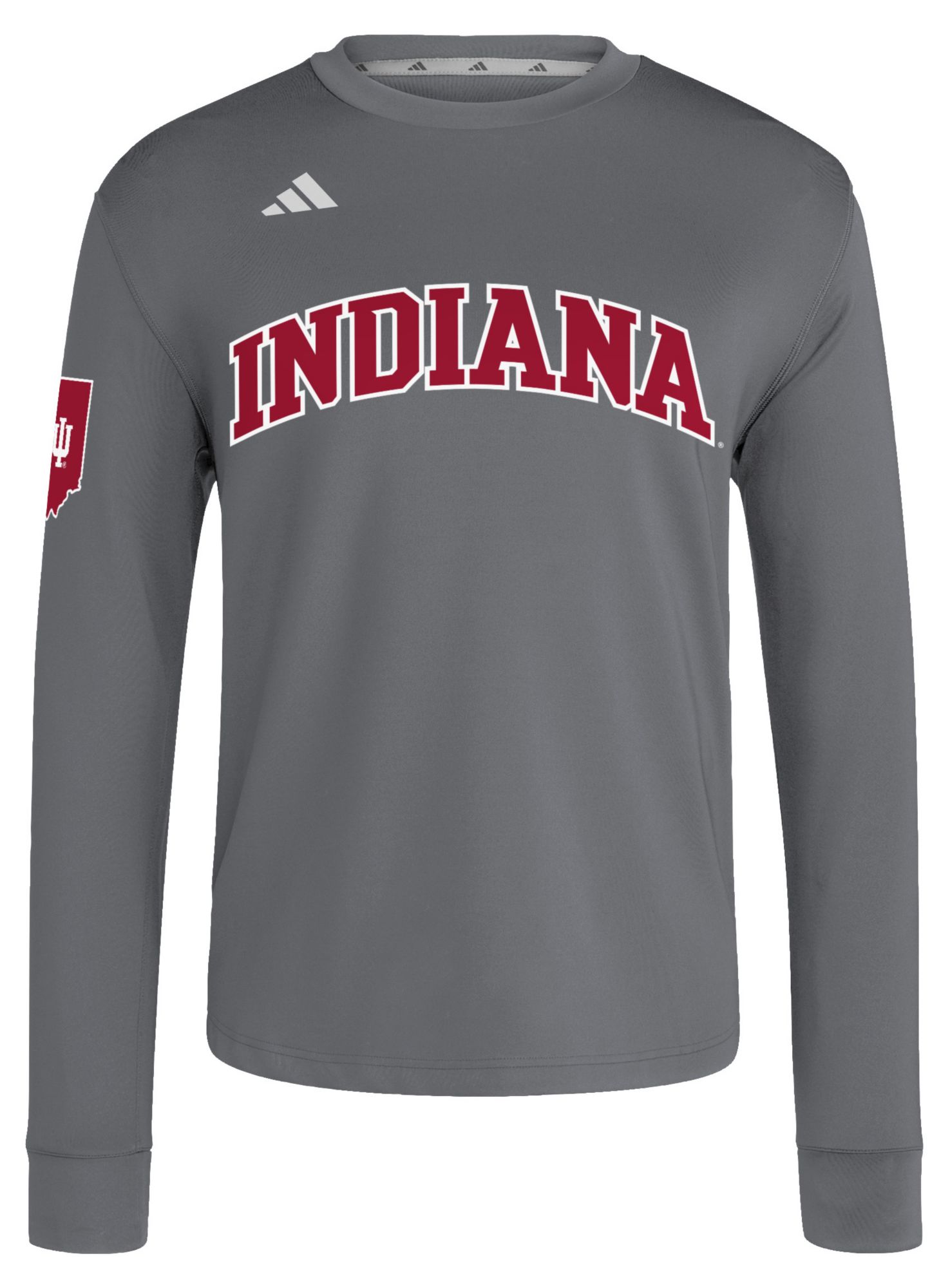 adidas Men's Indiana Hoosiers Dark Gray Dugout Crewneck Sweatshirt