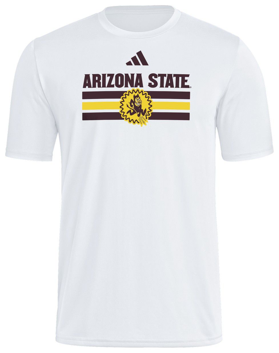 adidas Men's Arizona State Sun Devils White Throwback Strategy Tech Short Sleeve T-Shirt